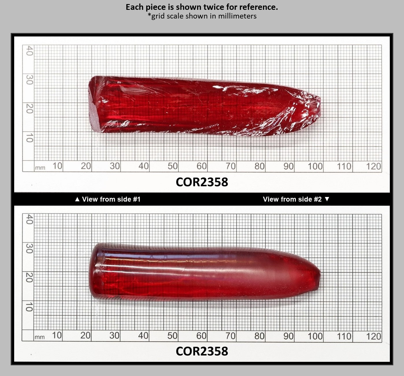 Padparadscha Red #59 Lab Created Corundum Sapphire Faceting Rough for Gem Cutting - Various Sizes - Split Boule : COR2358