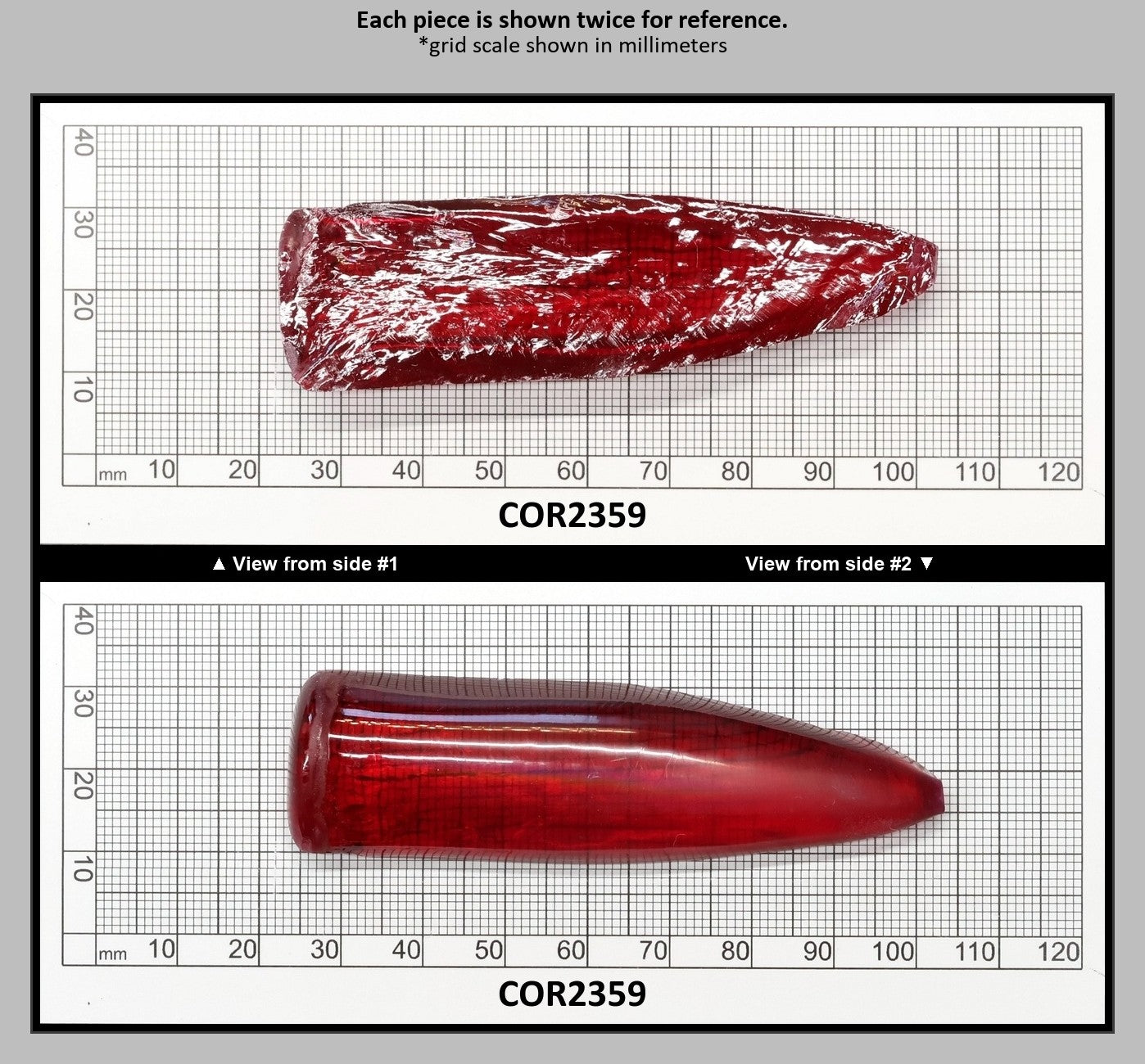 Padparadscha Red #59 Lab Created Corundum Sapphire Faceting Rough for Gem Cutting - Various Sizes - Split Boule : COR2359