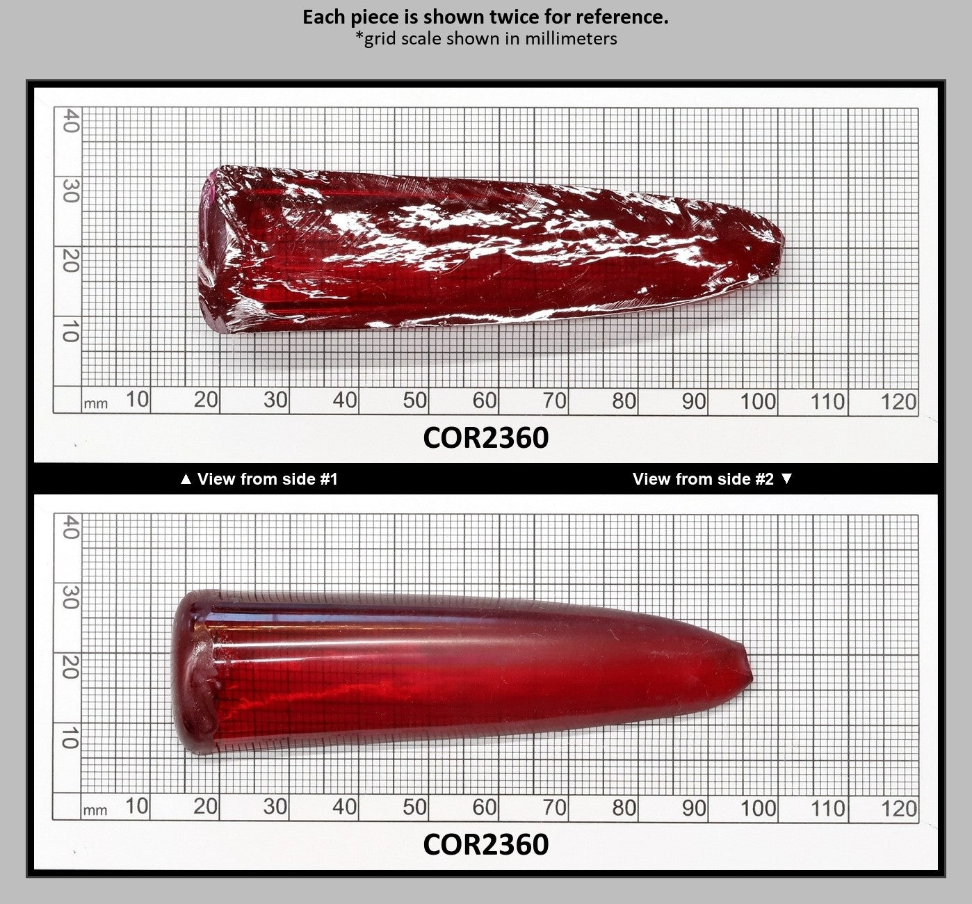 Padparadscha Red #59 Lab Created Corundum Sapphire Faceting Rough for Gem Cutting - Various Sizes - Split Boule : COR2360