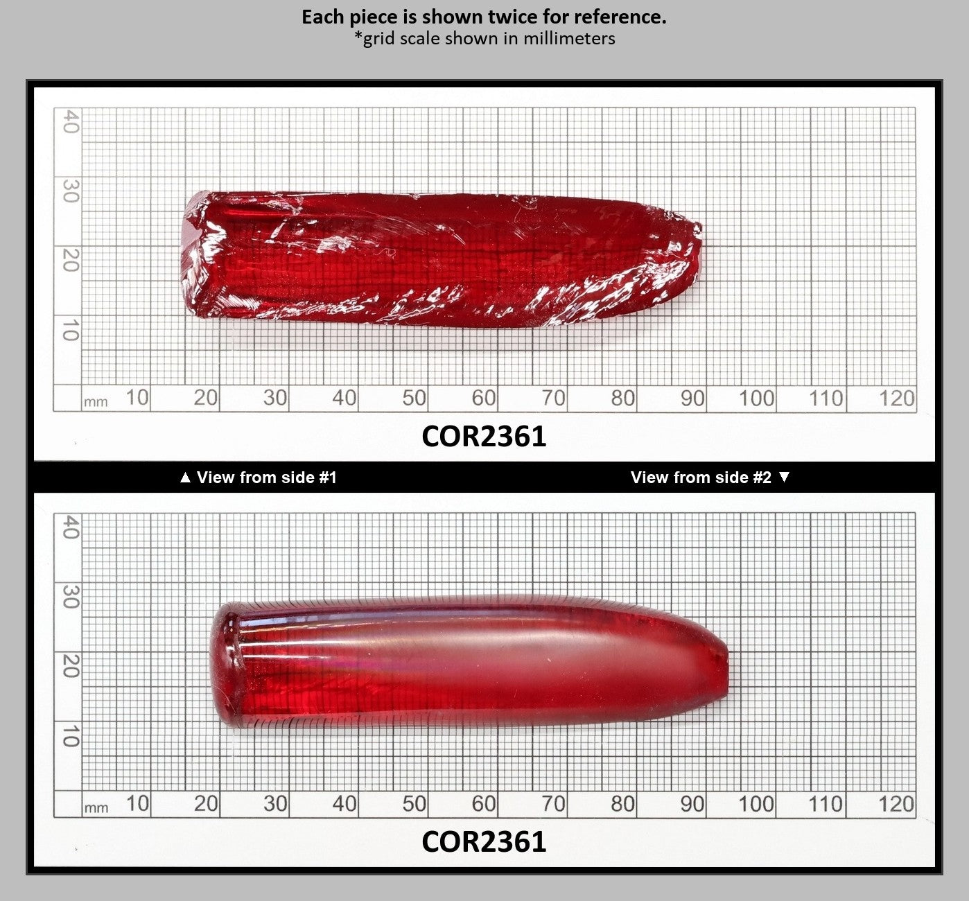 Padparadscha Red #59 Lab Created Corundum Sapphire Faceting Rough for Gem Cutting - Various Sizes - Split Boule : COR2361