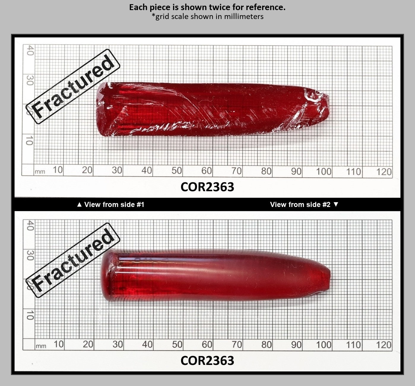 Padparadscha Red #59 Lab Created Corundum Sapphire Faceting Rough for Gem Cutting - Various Sizes - Split Boule : COR2363