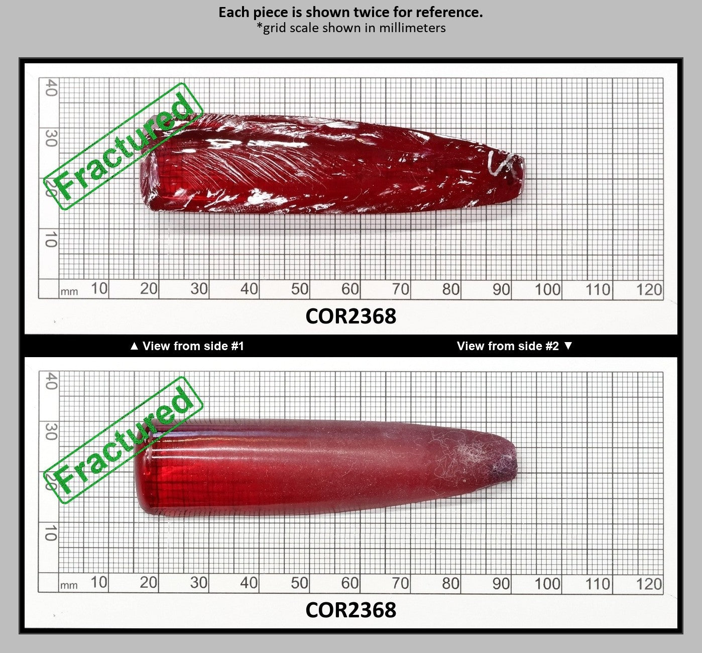 Padparadscha Red #59 Lab Created Corundum Sapphire Faceting Rough for Gem Cutting - Various Sizes - Split Boule : COR2368