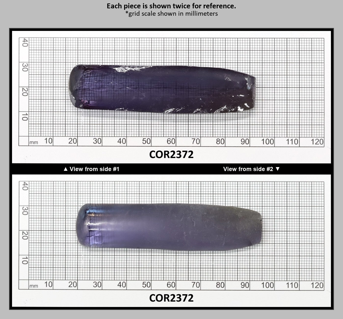 Alexandrite #45 Colored Lab Created Corundum Sapphire Faceting Rough for Gem Cutting - Various Sizes - Split Boule : COR2372