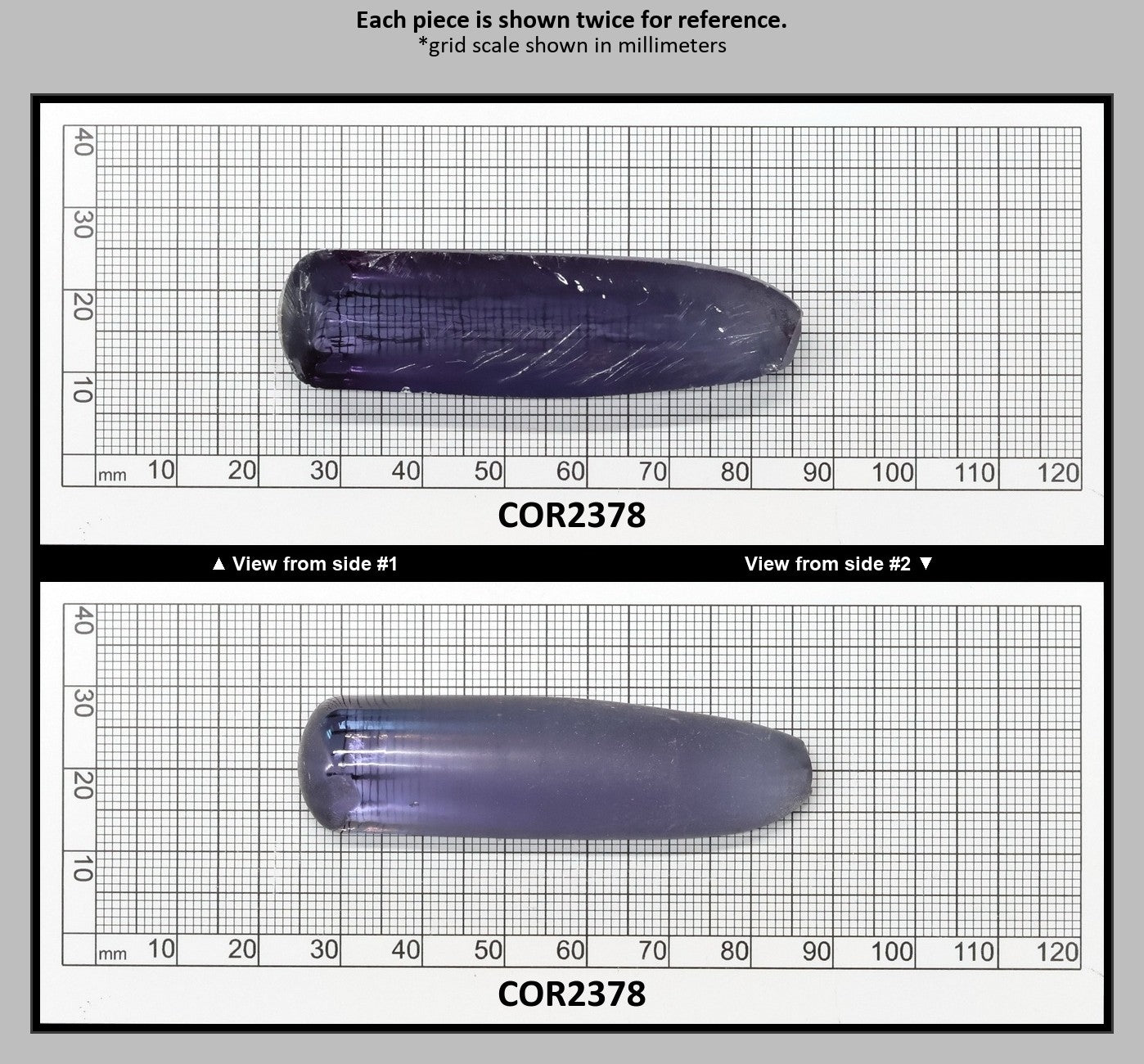 Alexandrite #45 Colored Lab Created Corundum Sapphire Faceting Rough for Gem Cutting - Various Sizes - Split Boule : COR2378