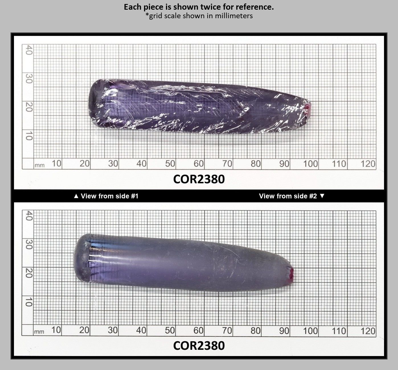 Alexandrite #45 Colored Lab Created Corundum Sapphire Faceting Rough for Gem Cutting - Various Sizes - Split Boule : COR2380