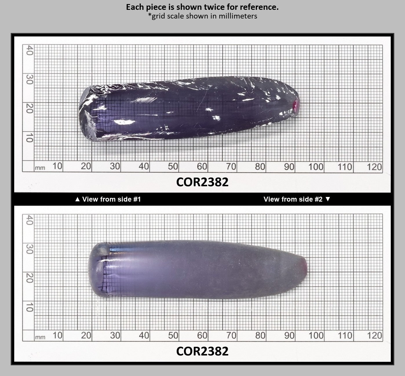 Alexandrite #45 Colored Lab Created Corundum Sapphire Faceting Rough for Gem Cutting - Various Sizes - Split Boule : COR2382