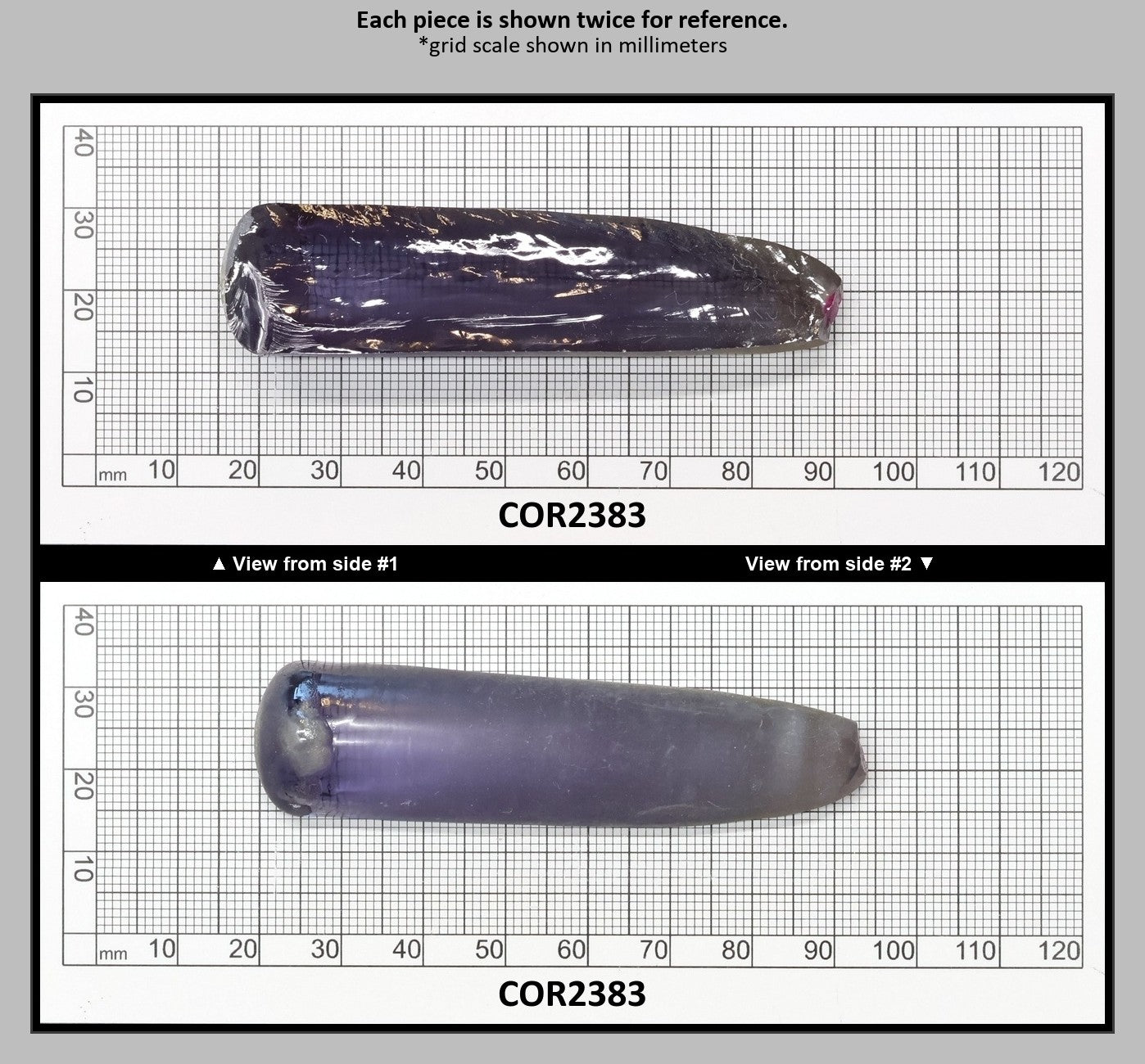 Alexandrite #45 Colored Lab Created Corundum Sapphire Faceting Rough for Gem Cutting - Various Sizes - Split Boule : COR2383