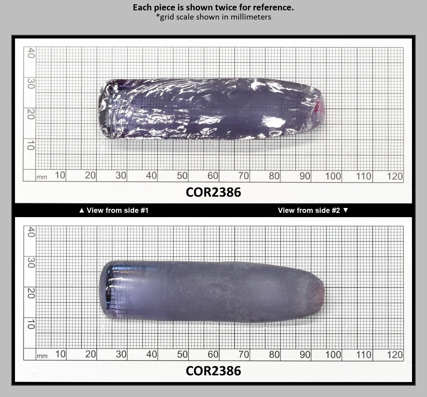 Alexandrite #45 Colored Lab Created Corundum Sapphire Faceting Rough for Gem Cutting - Various Sizes - Split Boule : COR2386