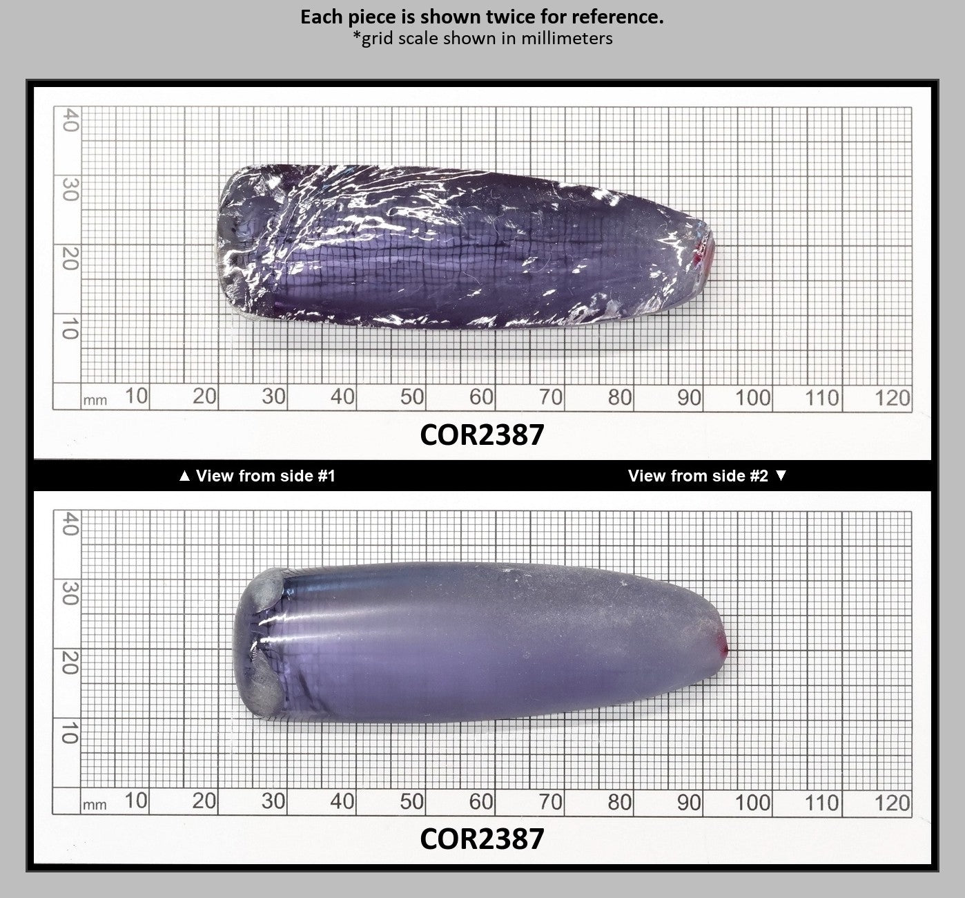 Alexandrite #45 Colored Lab Created Corundum Sapphire Faceting Rough for Gem Cutting - Various Sizes - Split Boule : COR2387