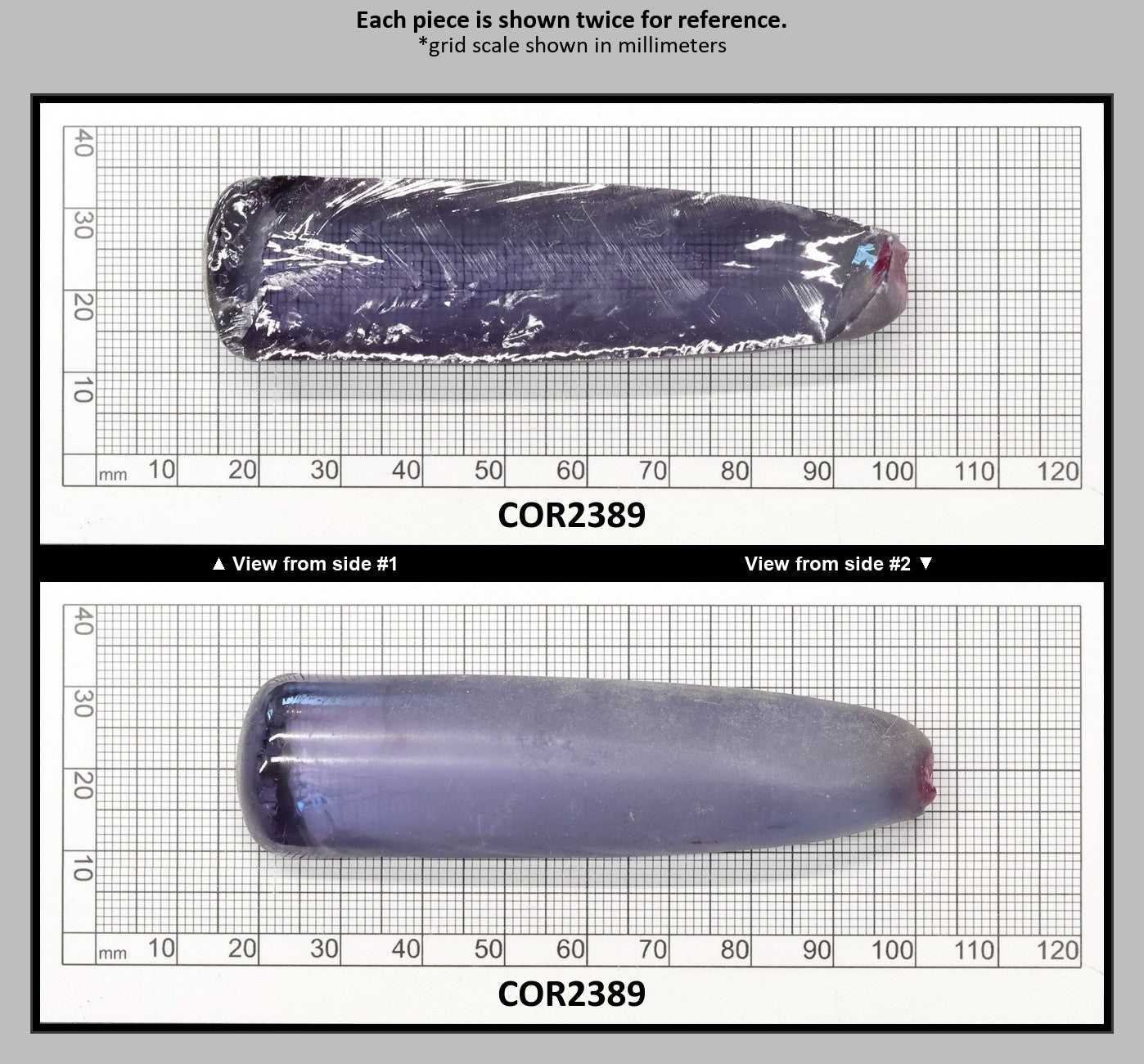 Alexandrite #45 Colored Lab Created Corundum Sapphire Faceting Rough for Gem Cutting - Various Sizes - Split Boule : COR2389