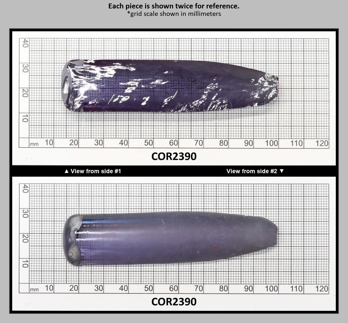 Alexandrite #45 Colored Lab Created Corundum Sapphire Faceting Rough for Gem Cutting - Various Sizes - Split Boule : COR2390