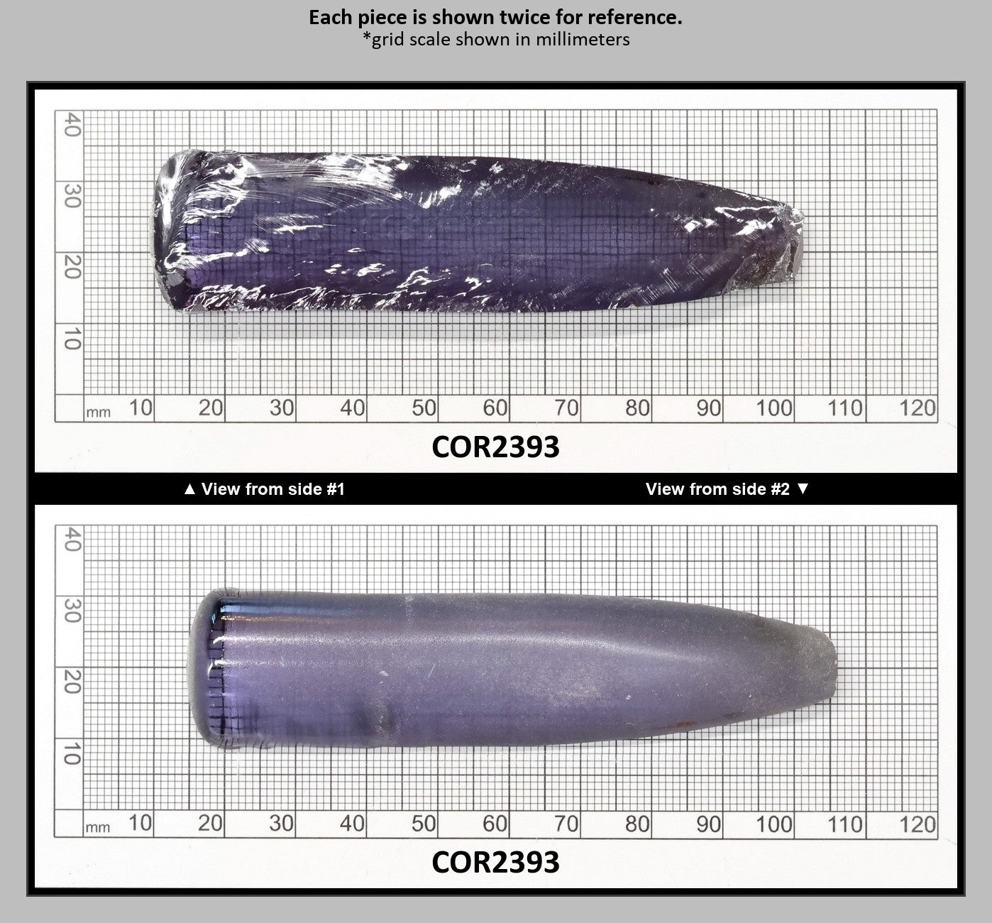 Alexandrite #45 Colored Lab Created Corundum Sapphire Faceting Rough for Gem Cutting - Various Sizes - Split Boule : COR2393