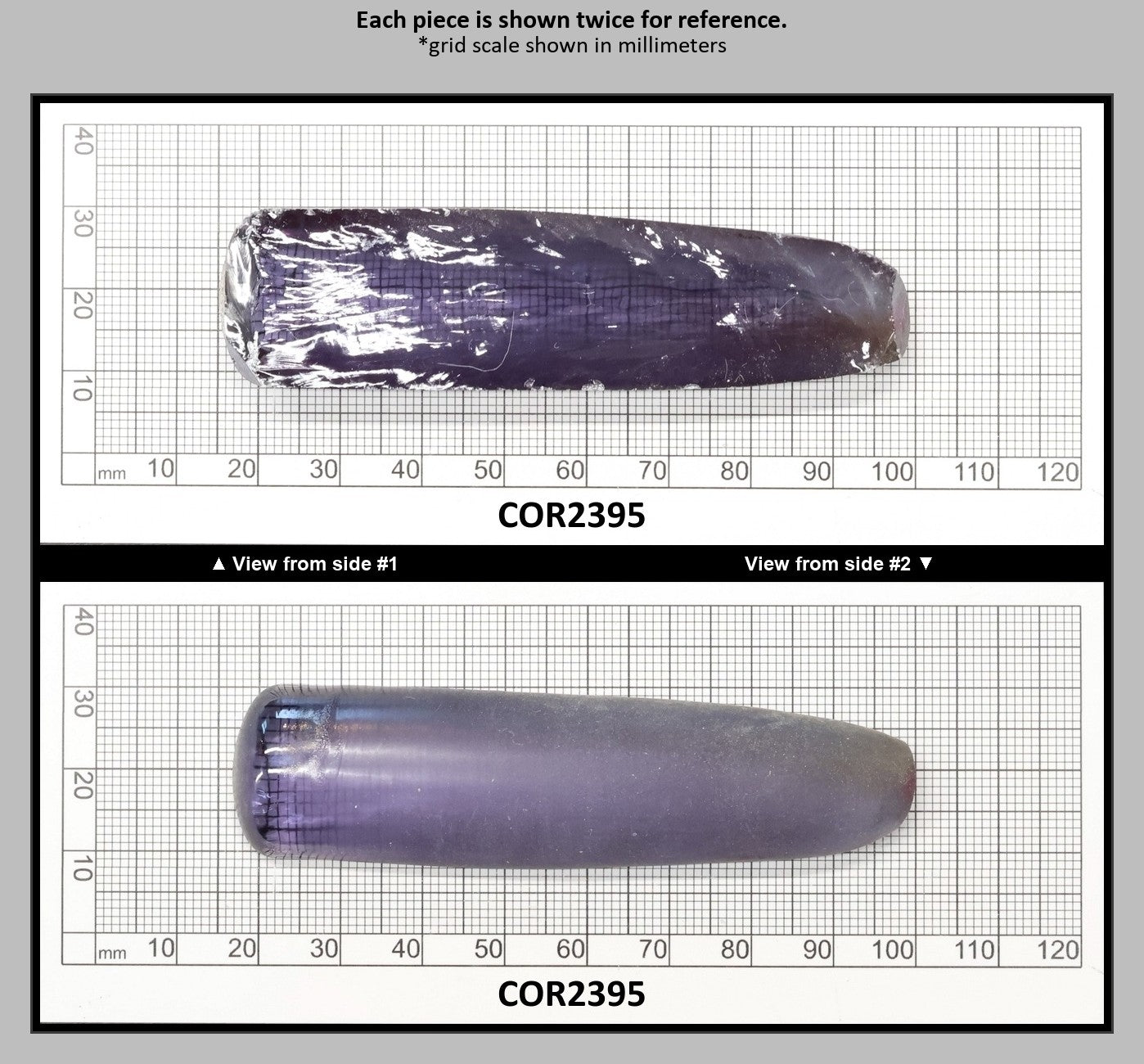 Alexandrite #45 Colored Lab Created Corundum Sapphire Faceting Rough for Gem Cutting - Various Sizes - Split Boule : COR2395