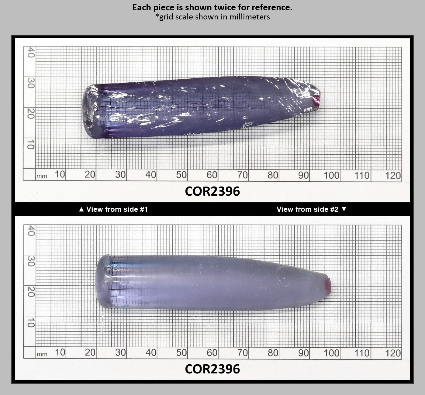 Alexandrite #45 Colored Lab Created Corundum Sapphire Faceting Rough for Gem Cutting - Various Sizes - Split Boule : COR2396