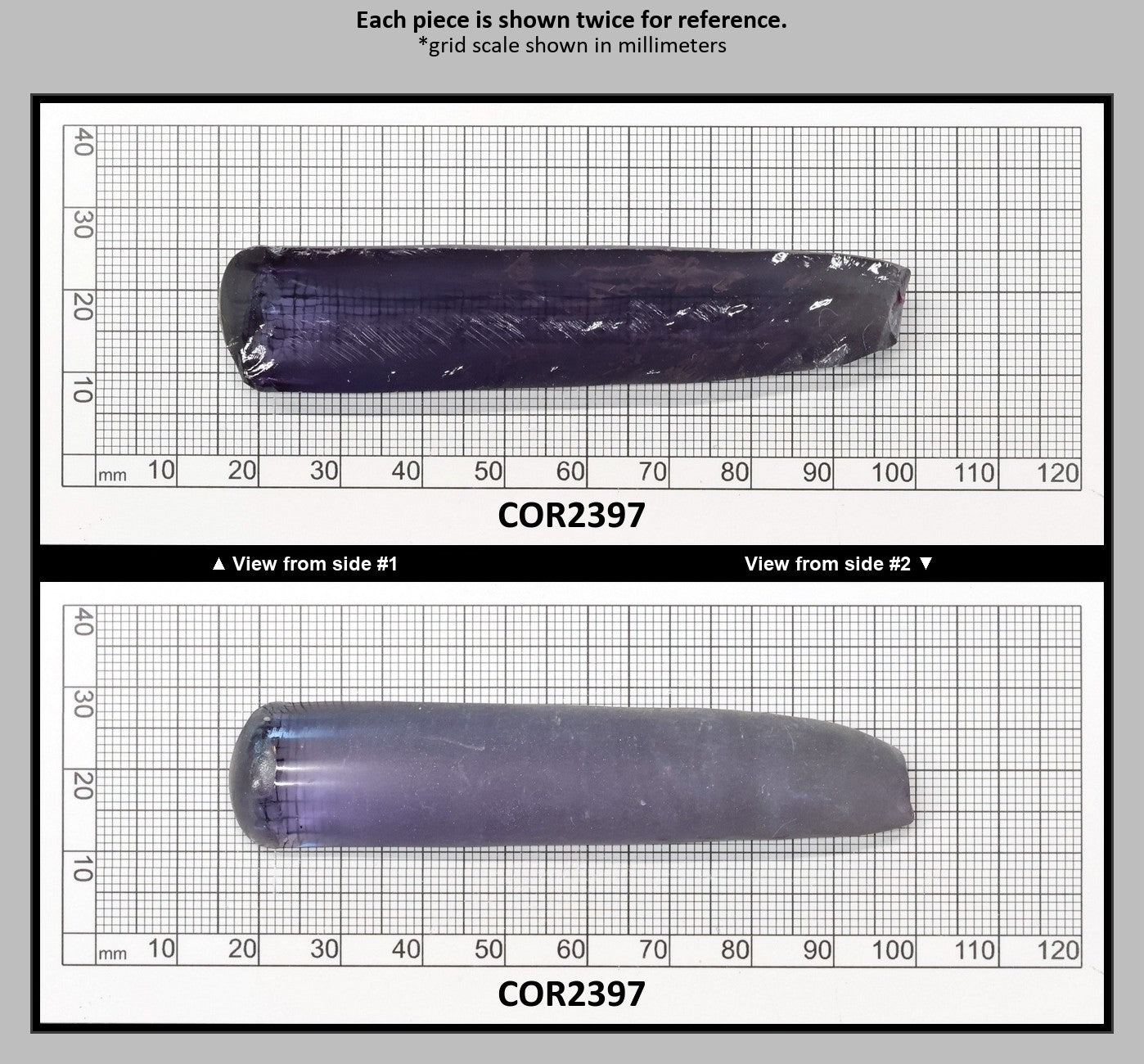 Alexandrite #45 Colored Lab Created Corundum Sapphire Faceting Rough for Gem Cutting - Various Sizes - Split Boule : COR2397