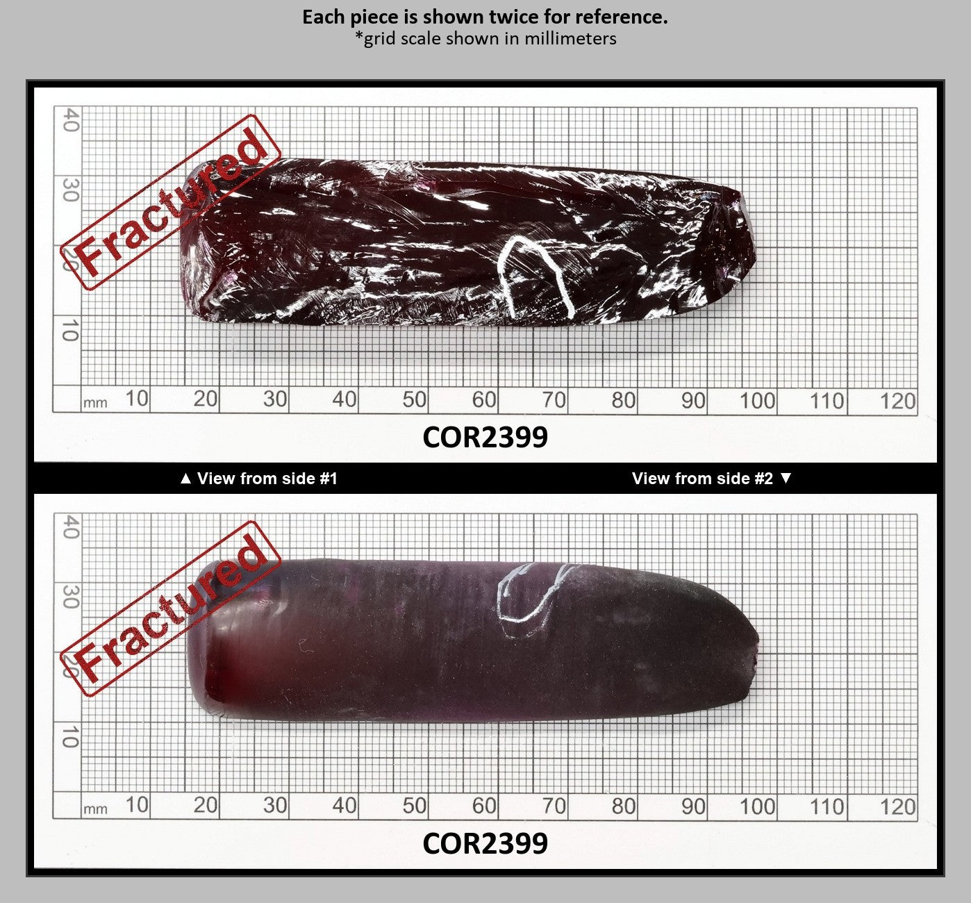 Very Dark Ruby Red #9 Lab Created Corundum Sapphire Faceting Rough for Gem Cutting - Various Sizes - Split Boule : COR2399