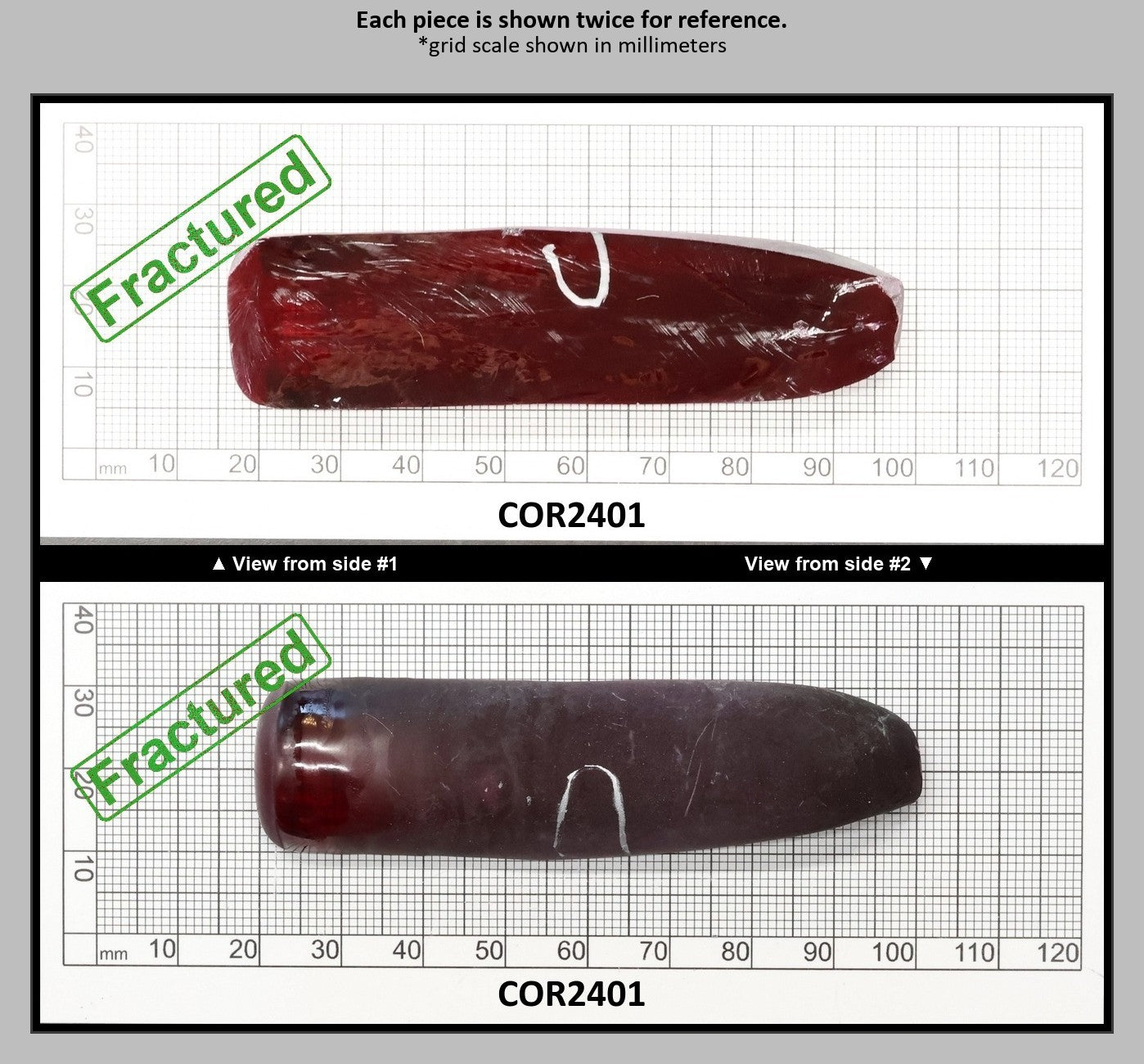 Dark Ruby Red #8 Lab Created Corundum Sapphire Faceting Rough for Gem Cutting - Various Sizes - Split Boule : COR2401