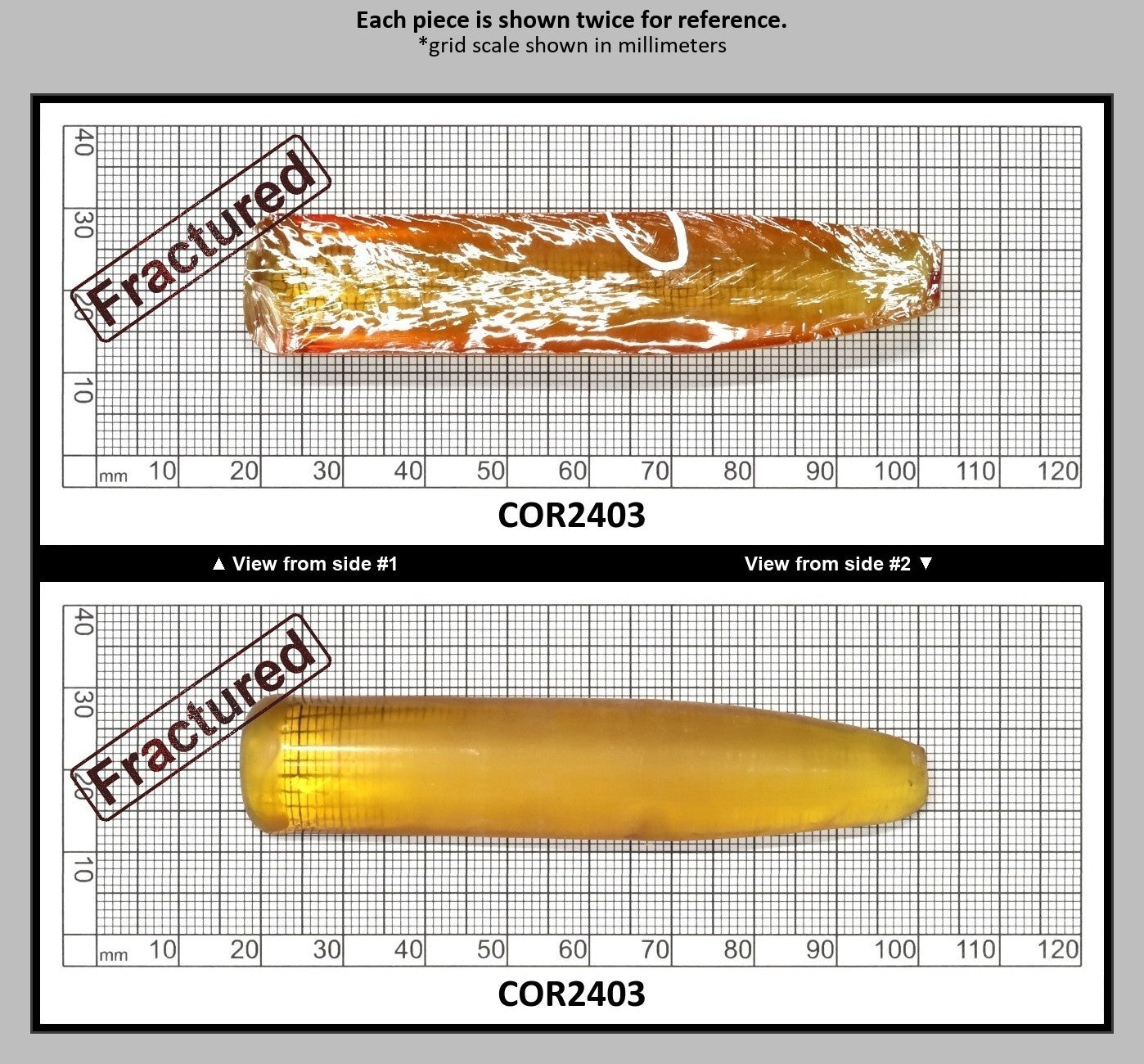 Yellow #21 Lab Created Corundum Sapphire Faceting Rough for Gem Cutting - Various Sizes - Split Boule : COR2403
