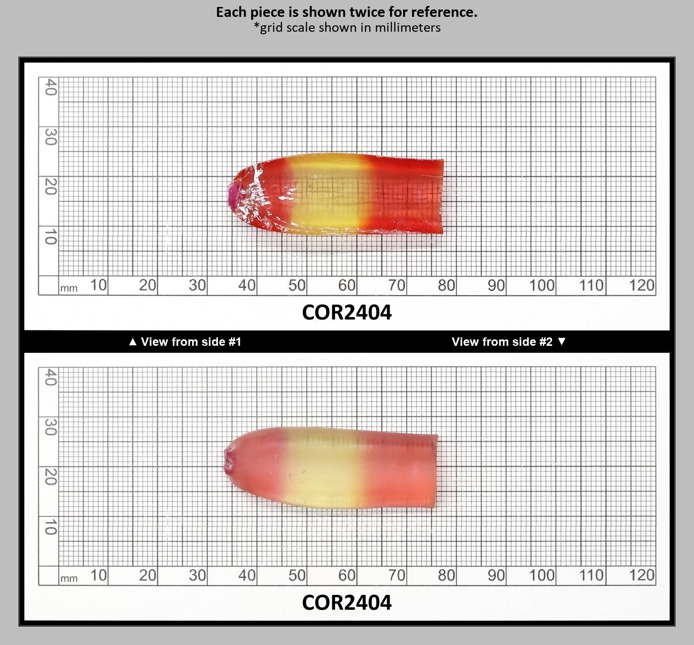 Yellow/Peach Bi-Color Lab Created Corundum Sapphire Faceting Rough for Gem Cutting - Various Sizes - Split Boule : COR2404