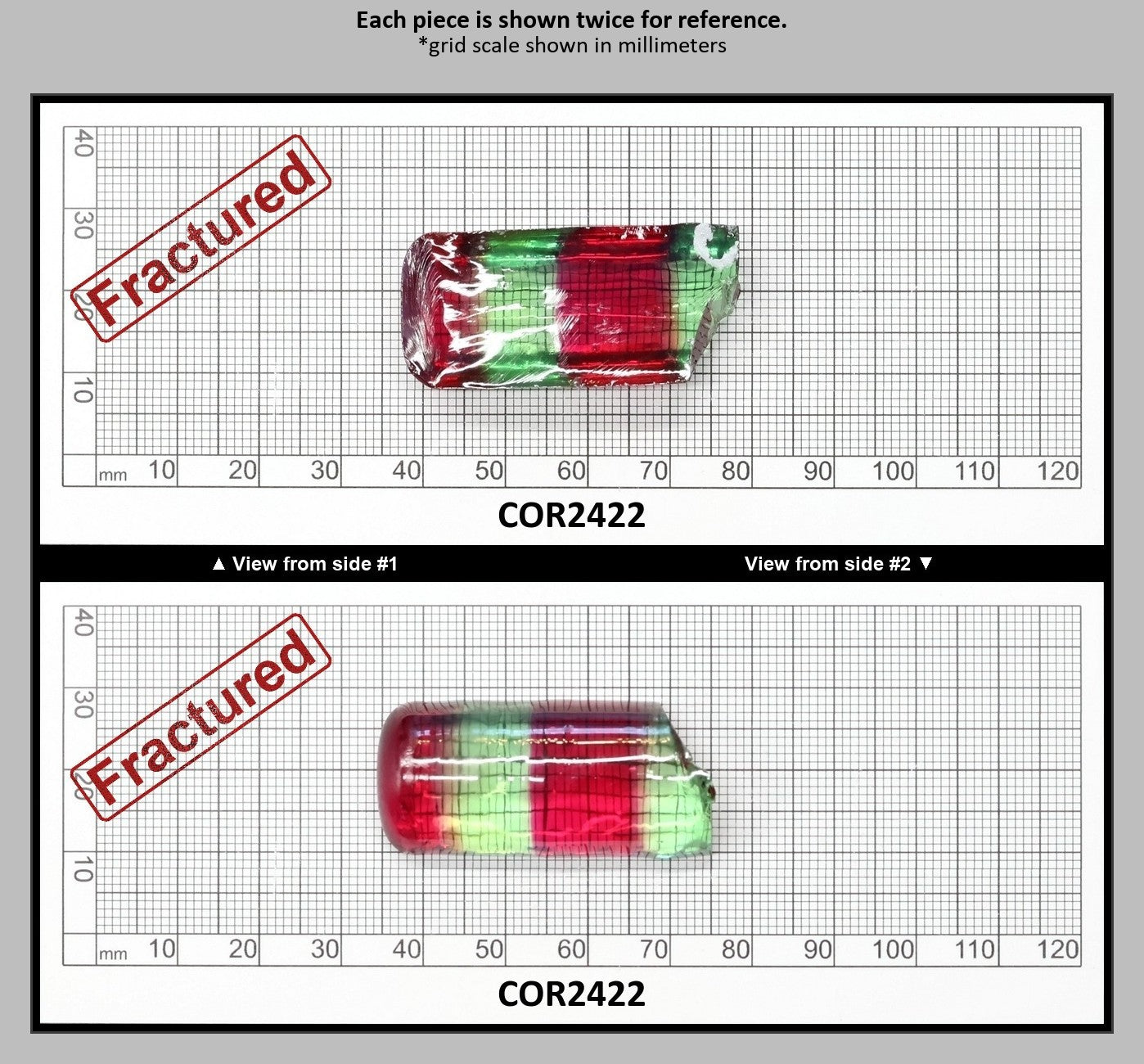 Pink/Green Tourmaline Bi-Color Lab Created Corundum Sapphire Faceting Rough for Gem Cutting - Various Sizes - Split Boule : COR2422