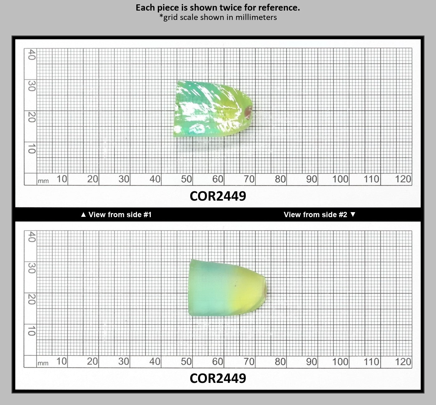 Yellow/Green Bi-Color Lab Created Corundum Sapphire Faceting Rough for Gem Cutting - Various Sizes - Split Boule : COR2449