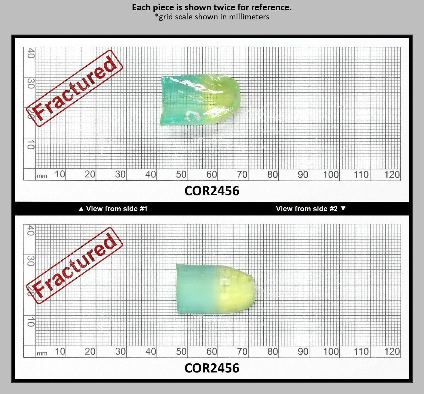 Yellow/Green Bi-Color Lab Created Corundum Sapphire Faceting Rough for Gem Cutting - Various Sizes - Split Boule : COR2456