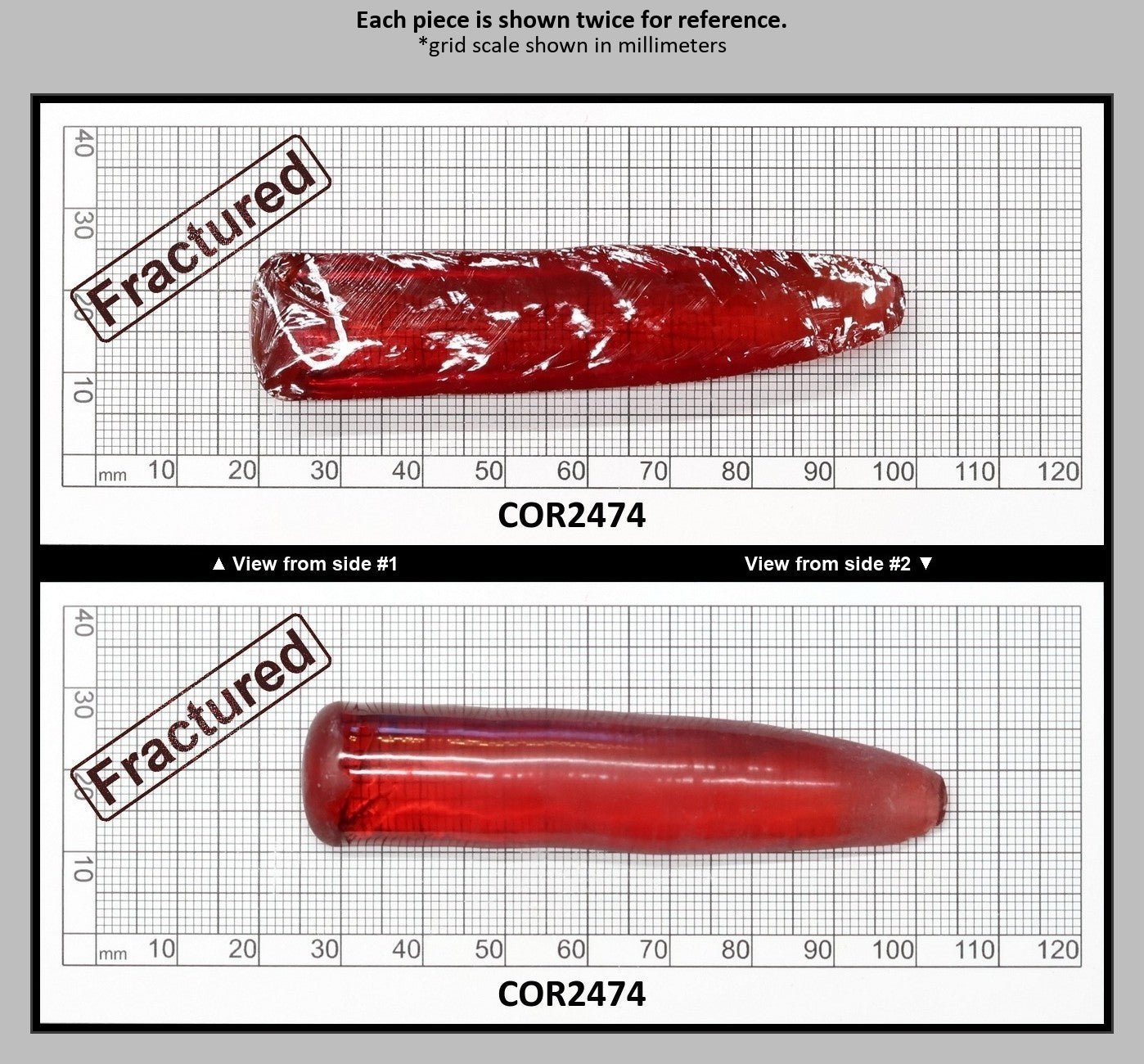 Padparadscha #57 Lab Created Corundum Sapphire Faceting Rough for Gem Cutting - Various Sizes - Split Boule : COR2474