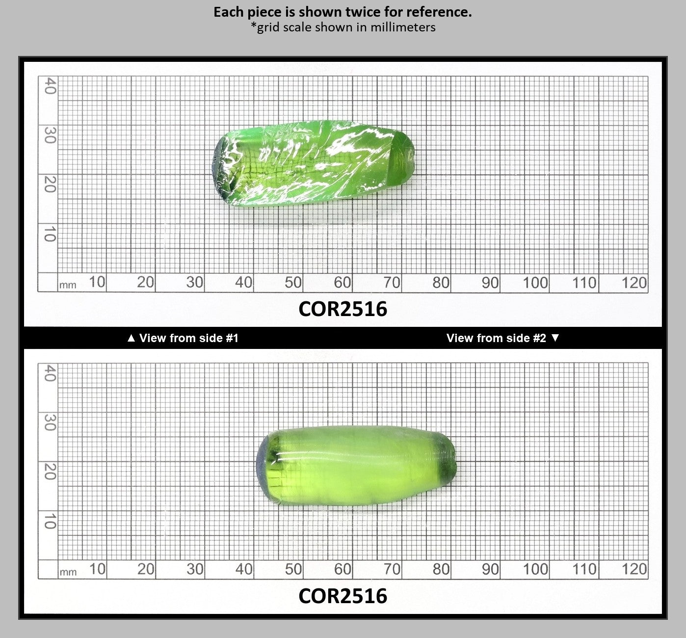 Djeva Olive Green #80 Lab Created Corundum Sapphire Faceting Rough for Gem Cutting - DISCONTINUED - Various Sizes - Split Boule : COR2516