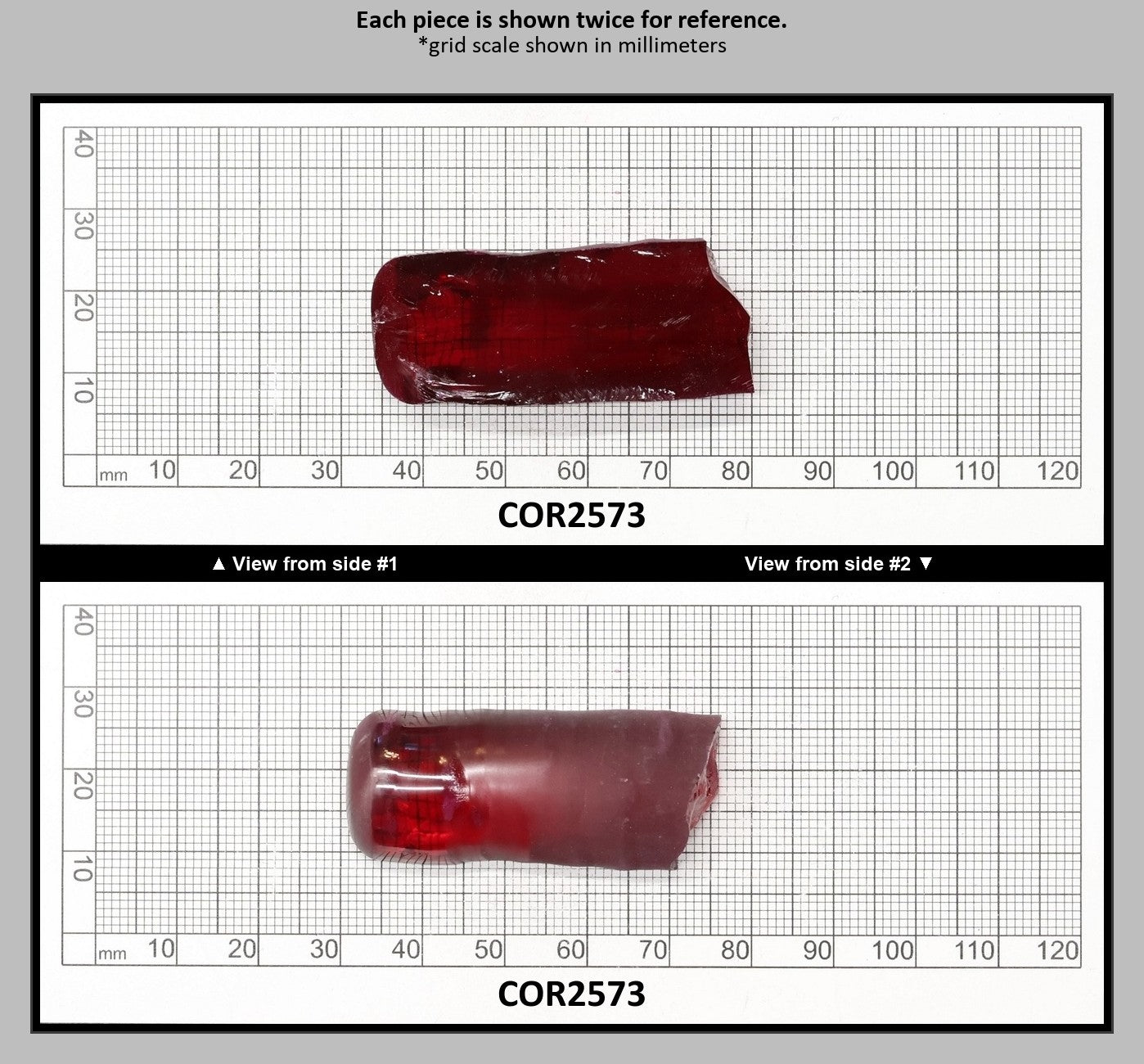 Medium Dark Ruby Red #7 Lab Created Corundum Sapphire Faceting Rough for Gem Cutting - Various Sizes - Split Boule : COR2573