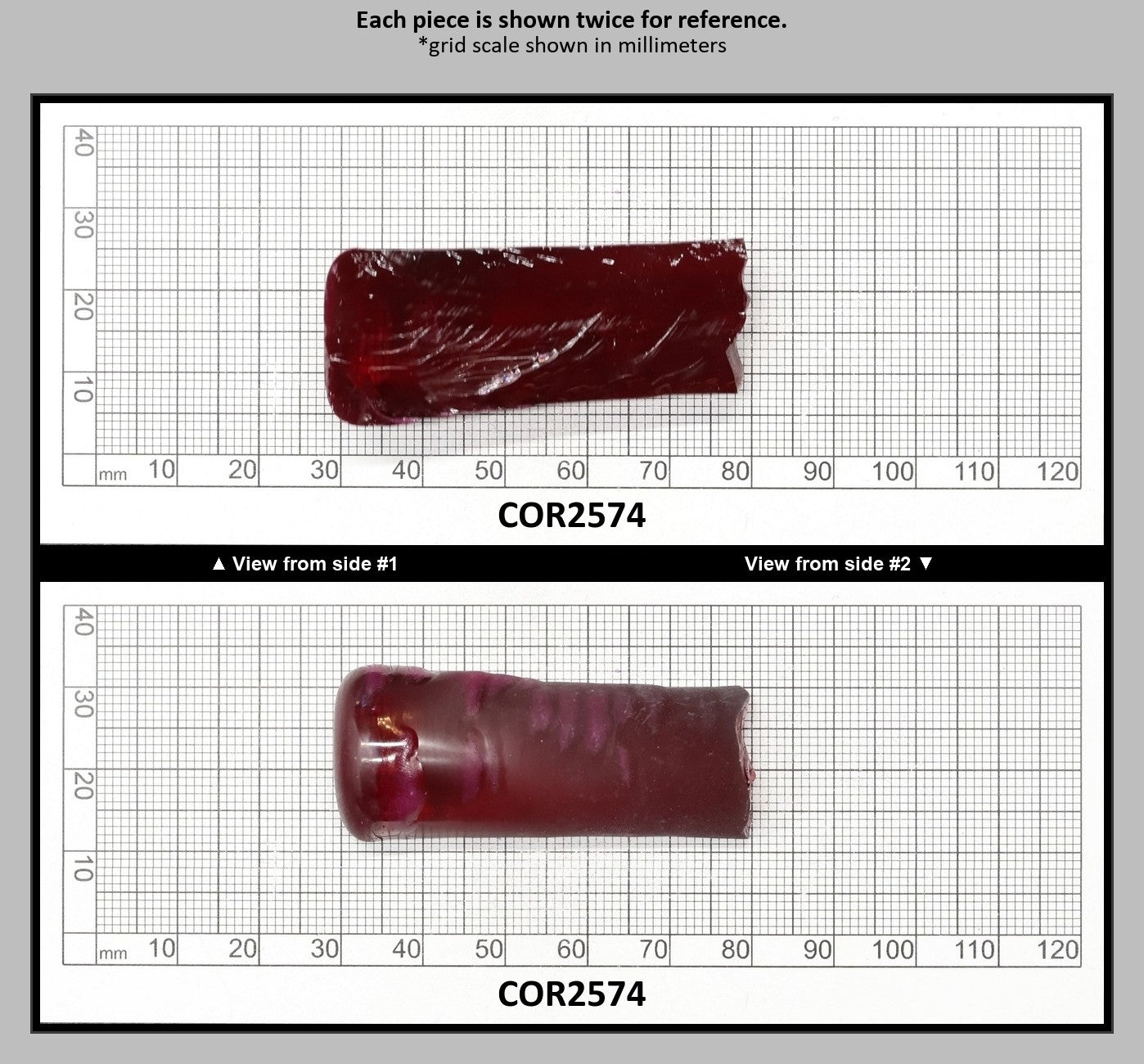 Medium Dark Ruby Red #7 Lab Created Corundum Sapphire Faceting Rough for Gem Cutting - Various Sizes - Split Boule : COR2574