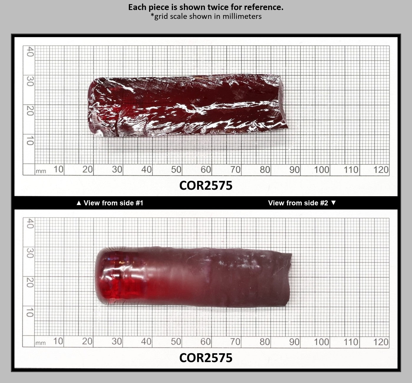 Medium Dark Ruby Red #7 Lab Created Corundum Sapphire Faceting Rough for Gem Cutting - Various Sizes - Split Boule : COR2575
