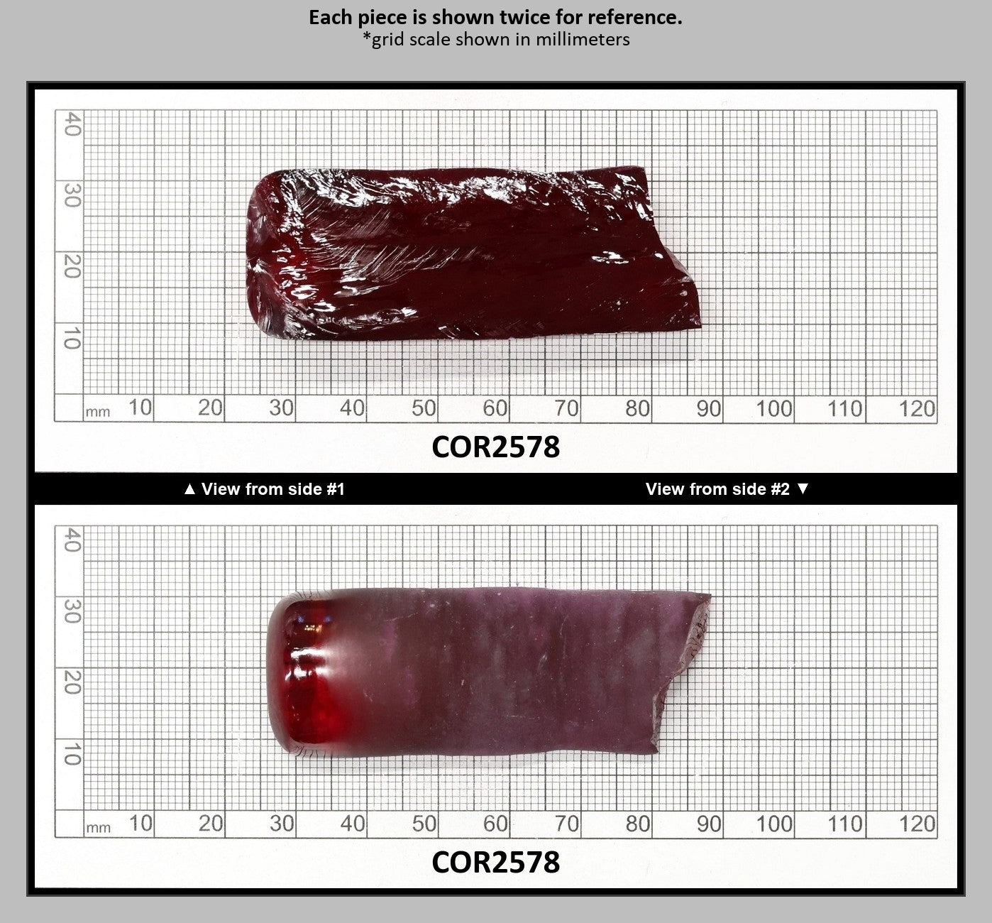 Medium Dark Ruby Red #7 Lab Created Corundum Sapphire Faceting Rough for Gem Cutting - Various Sizes - Split Boule : COR2578