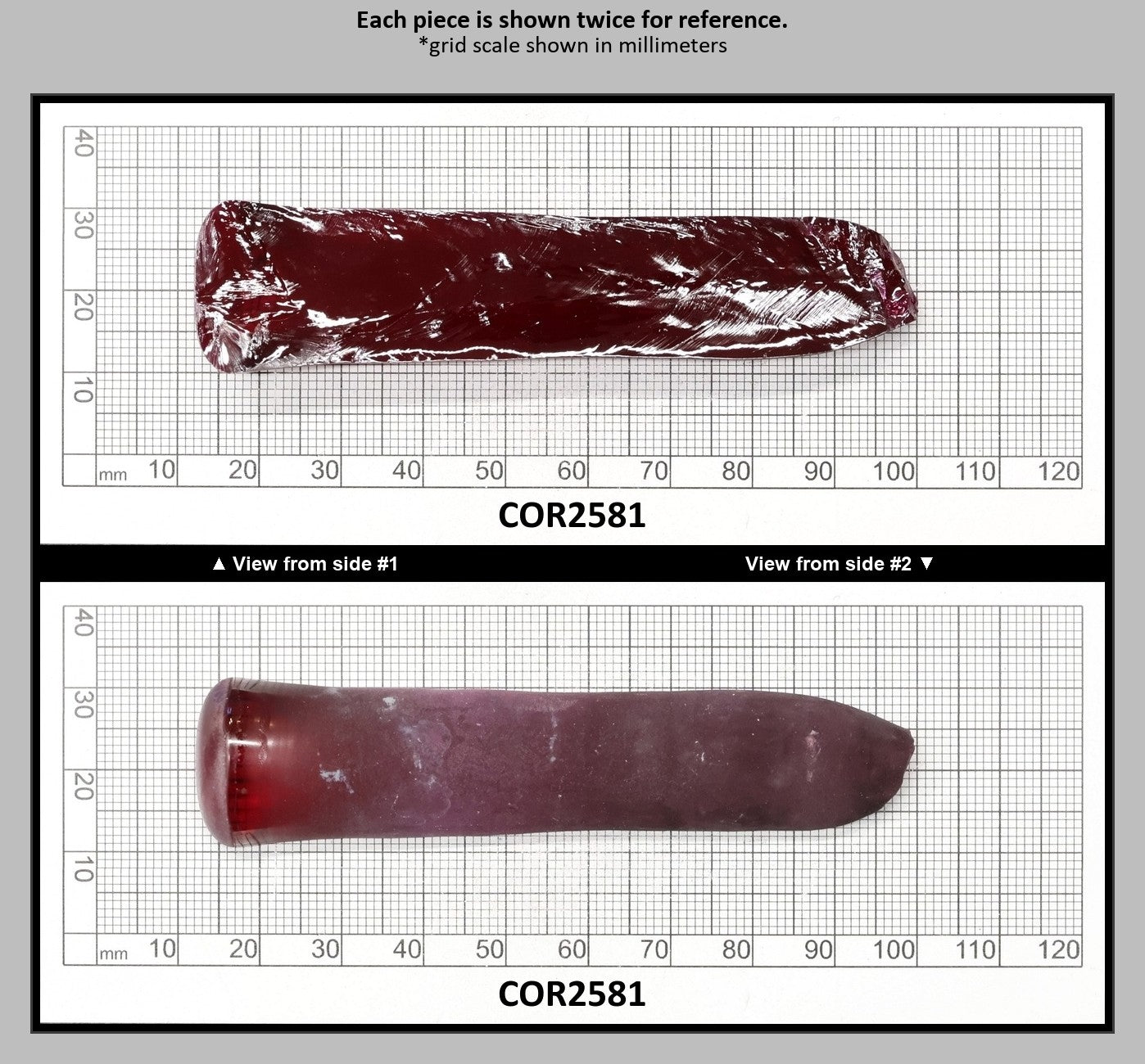 Medium Dark Ruby Red #7 Lab Created Corundum Sapphire Faceting Rough for Gem Cutting - Various Sizes - Split Boule : COR2581