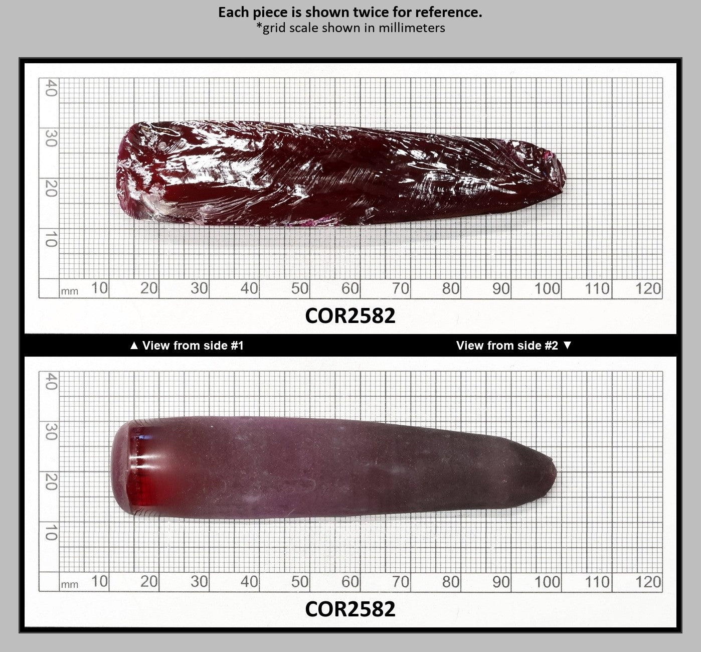 Medium Dark Ruby Red #7 Lab Created Corundum Sapphire Faceting Rough for Gem Cutting - Various Sizes - Split Boule : COR2582