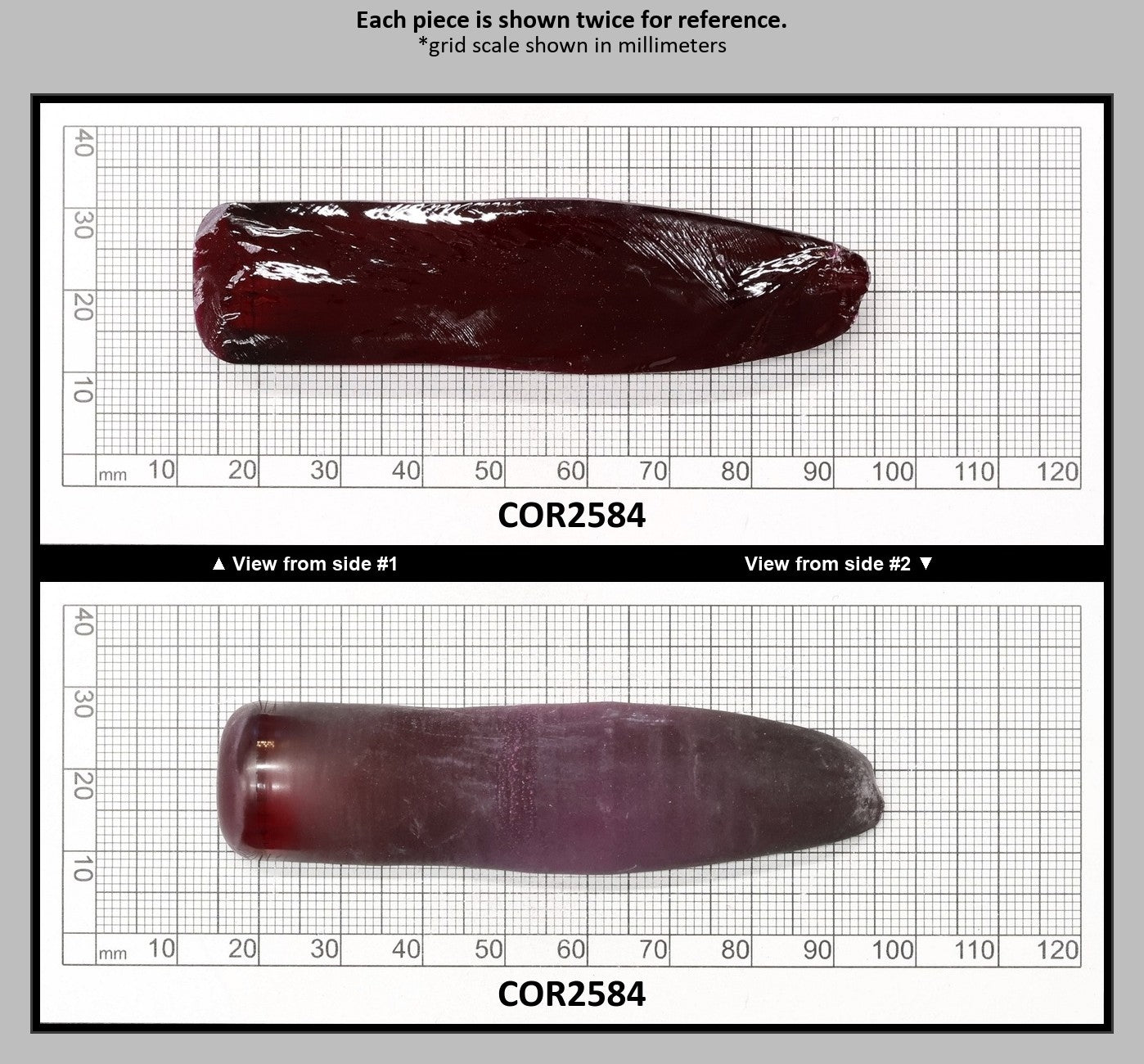 Dark Ruby Red #8 Lab Created Corundum Sapphire Faceting Rough for Gem Cutting - Various Sizes - Split Boule : COR2584