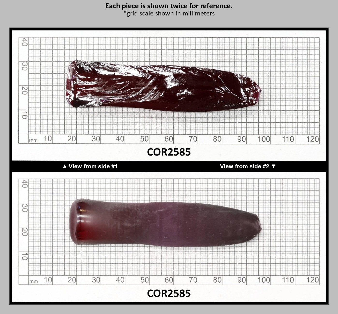 Dark Ruby Red #8 Lab Created Corundum Sapphire Faceting Rough for Gem Cutting - Various Sizes - Split Boule : COR2585