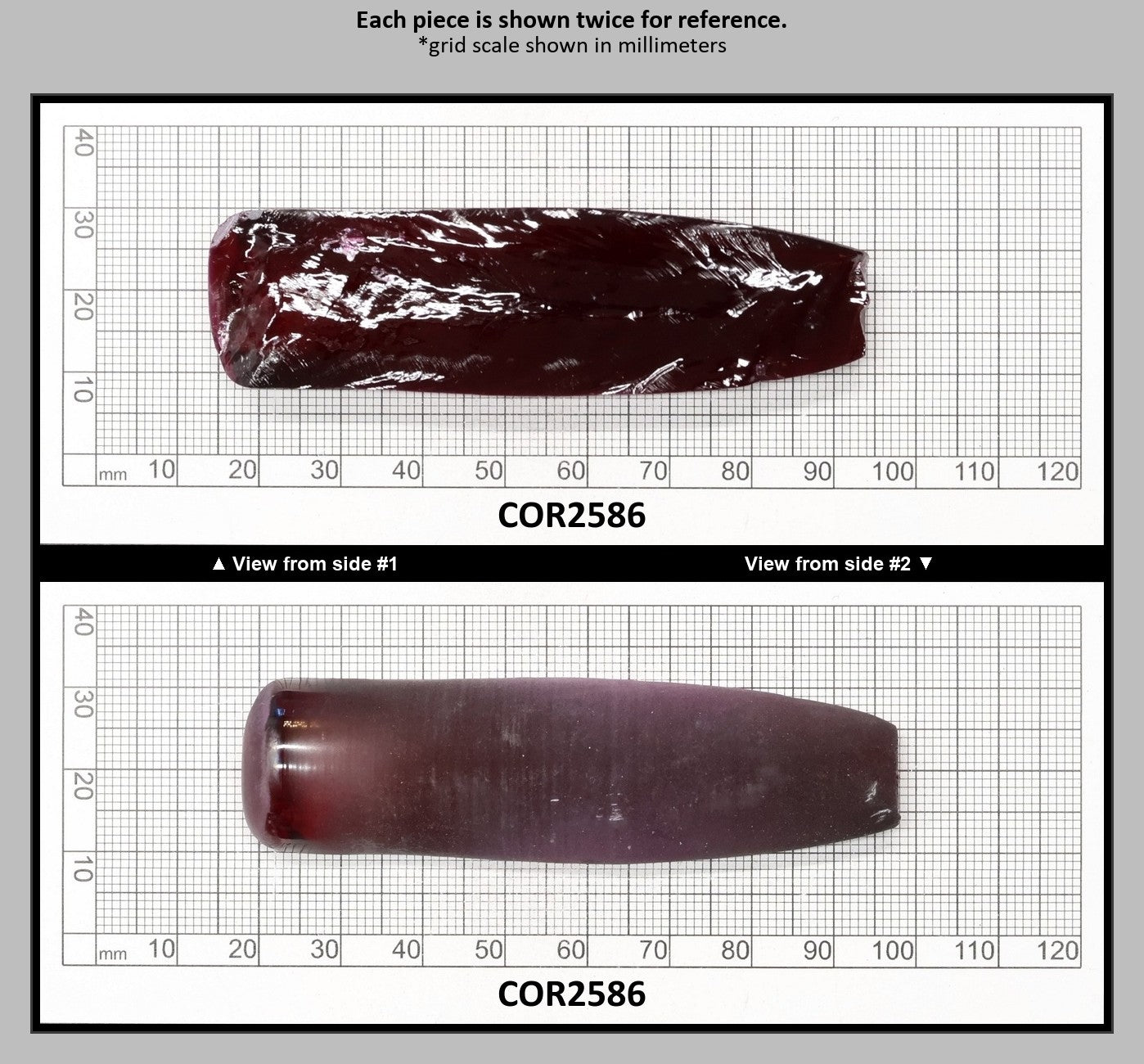 Dark Ruby Red #8 Lab Created Corundum Sapphire Faceting Rough for Gem Cutting - Various Sizes - Split Boule : COR2586