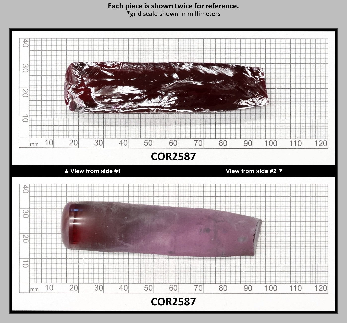 Dark Ruby Red #8 Lab Created Corundum Sapphire Faceting Rough for Gem Cutting - Various Sizes - Split Boule : COR2587