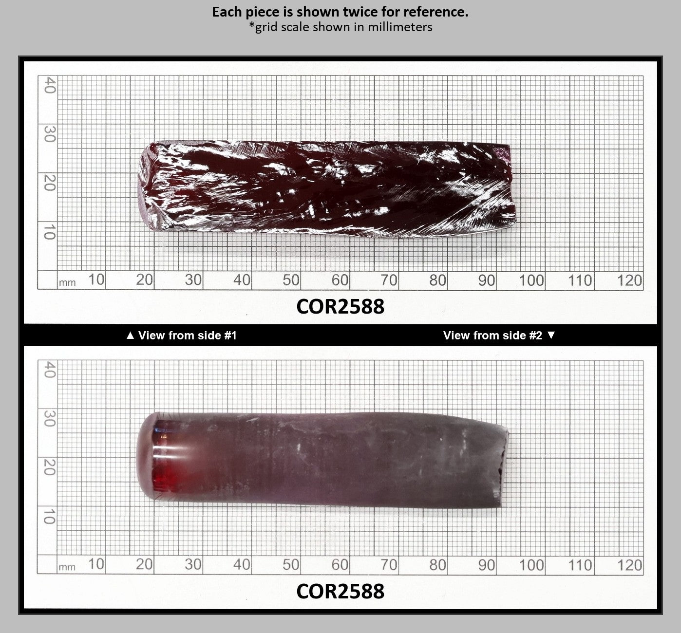 Dark Ruby Red #8 Lab Created Corundum Sapphire Faceting Rough for Gem Cutting - Various Sizes - Split Boule : COR2588