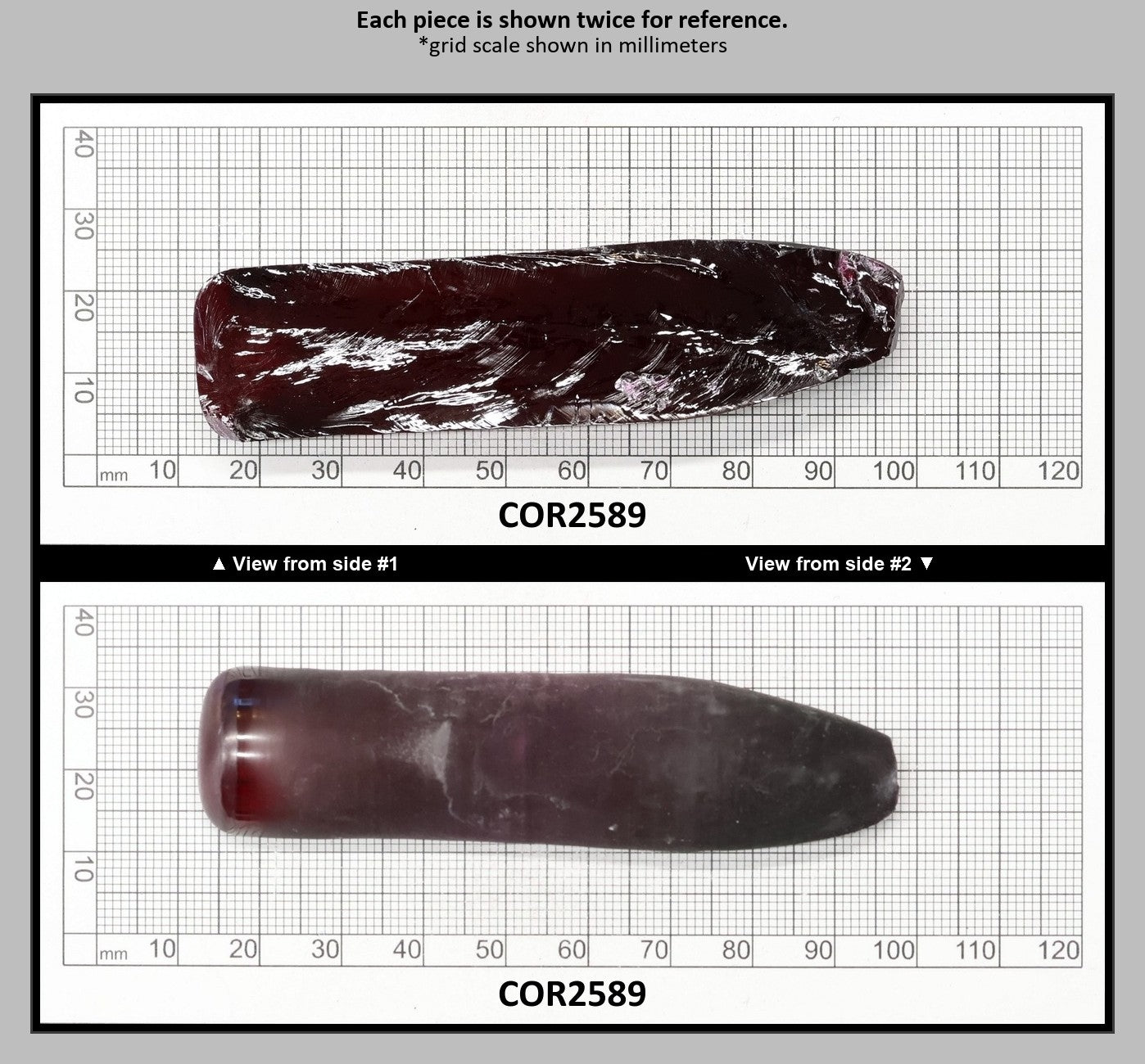 Dark Ruby Red #8 Lab Created Corundum Sapphire Faceting Rough for Gem Cutting - Various Sizes - Split Boule : COR2589
