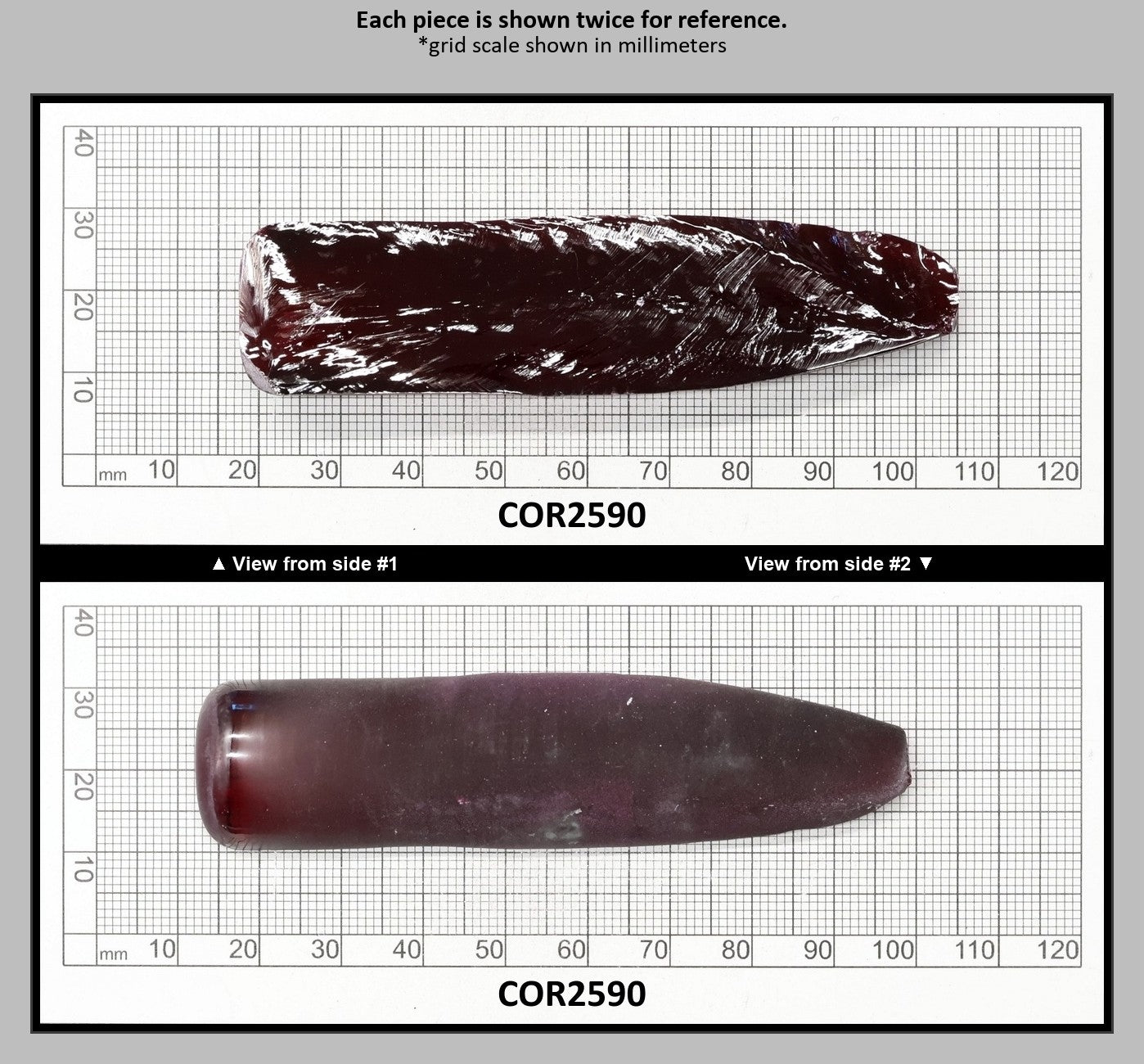 Dark Ruby Red #8 Lab Created Corundum Sapphire Faceting Rough for Gem Cutting - Various Sizes - Split Boule : COR2590