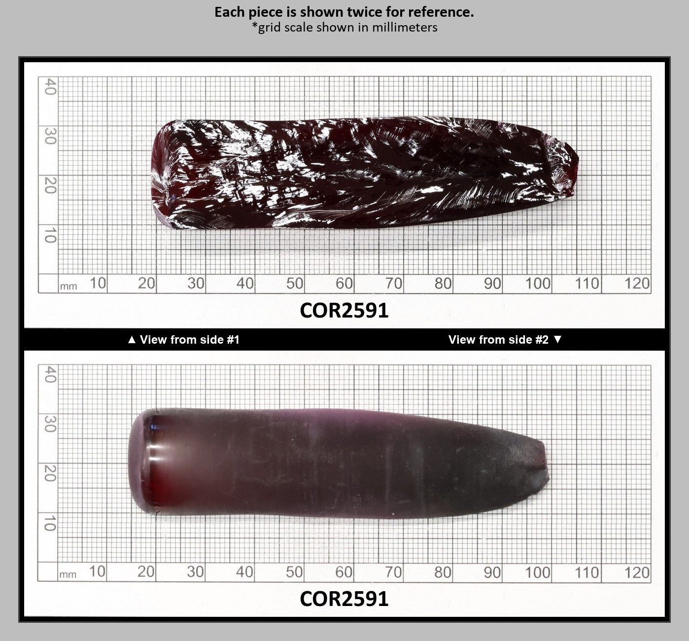 Dark Ruby Red #8 Lab Created Corundum Sapphire Faceting Rough for Gem Cutting - Various Sizes - Split Boule : COR2591