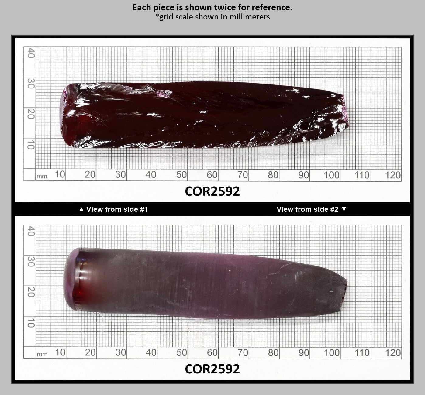 Dark Ruby Red #8 Lab Created Corundum Sapphire Faceting Rough for Gem Cutting - Various Sizes - Split Boule : COR2592