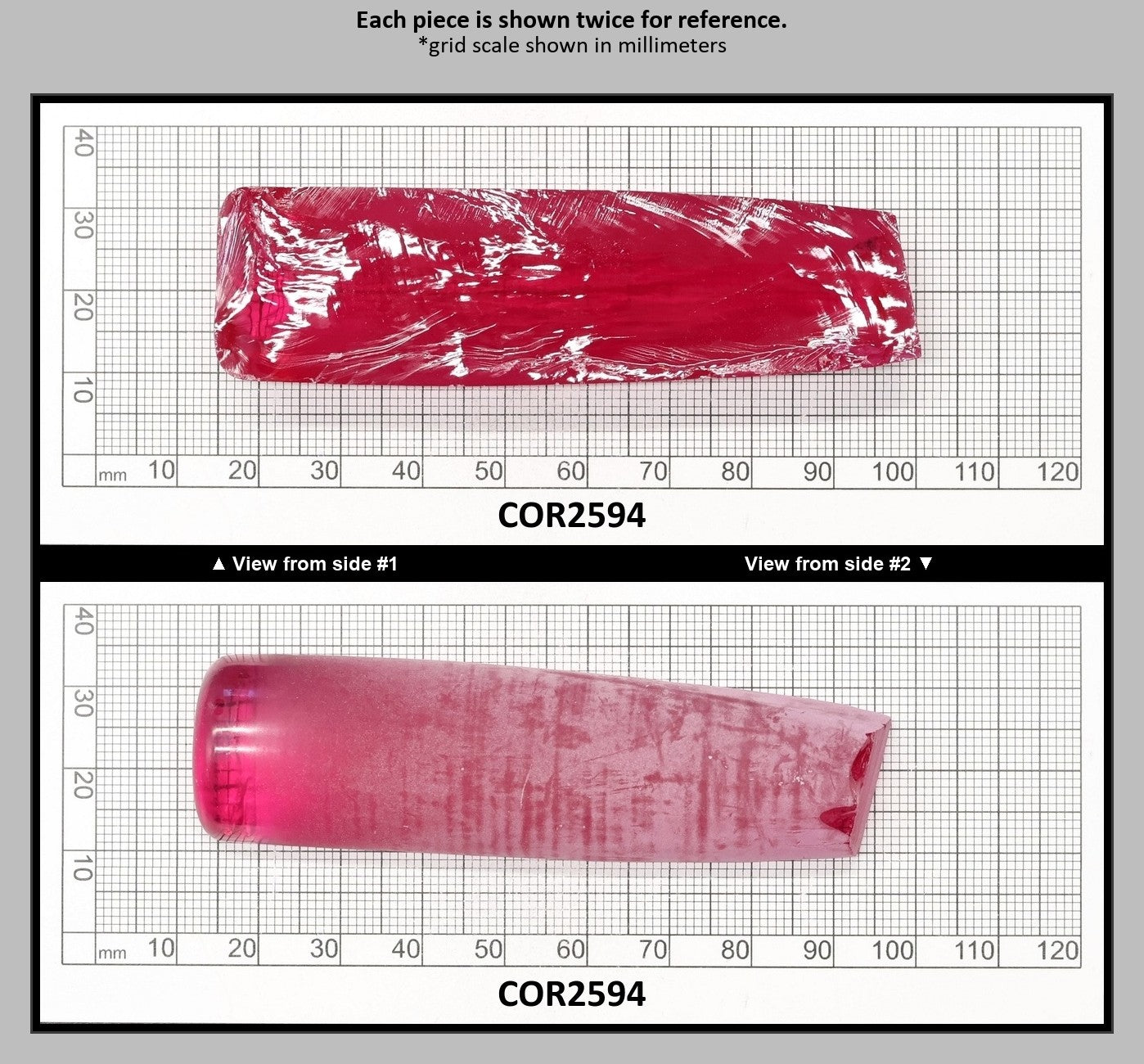 Vivid Pink #3 Lab Created Corundum Sapphire Faceting Rough for Gem Cutting - Various Sizes - Split Boule : COR2594