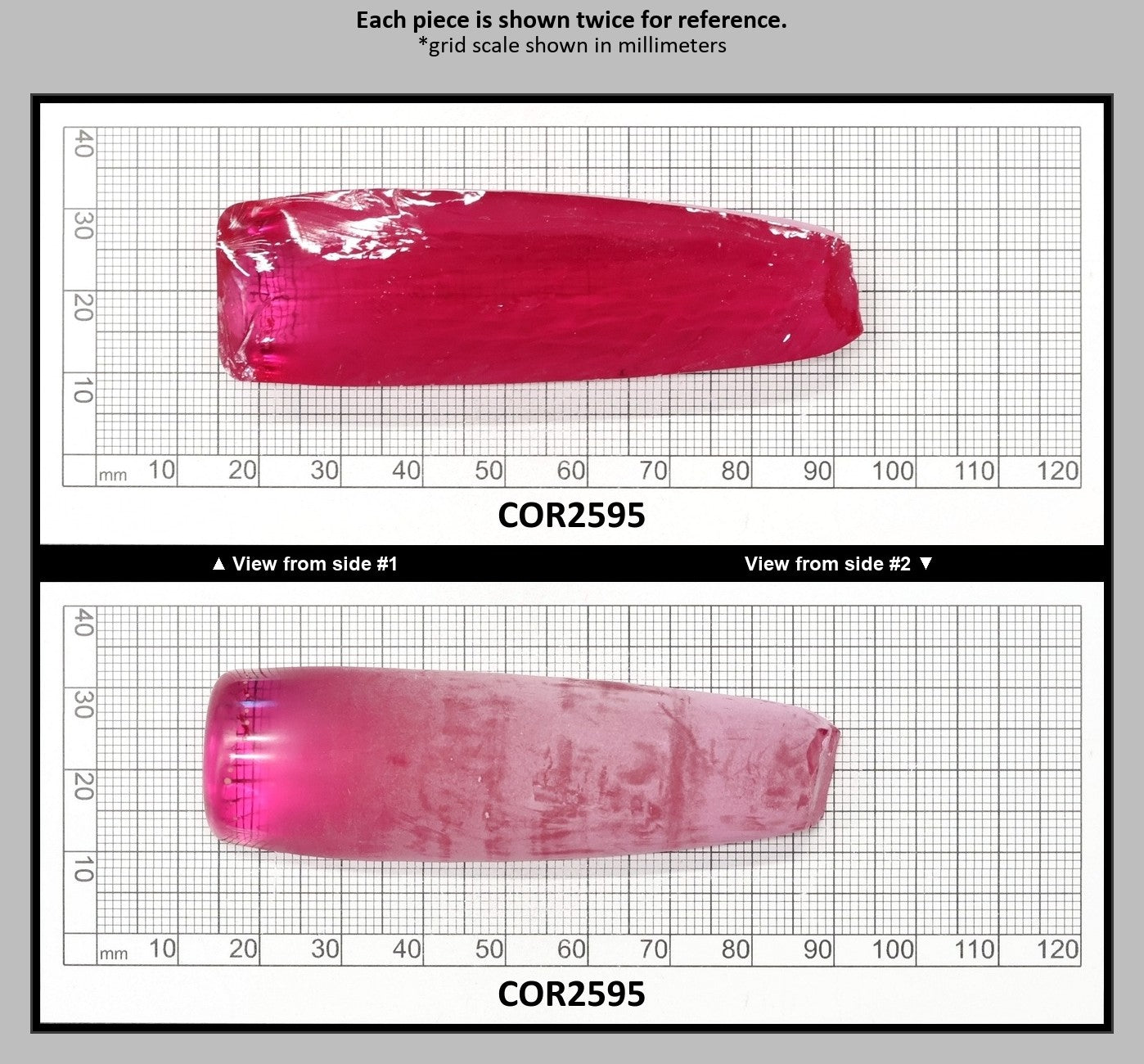 Vivid Pink #3 Lab Created Corundum Sapphire Faceting Rough for Gem Cutting - Various Sizes - Split Boule : COR2595