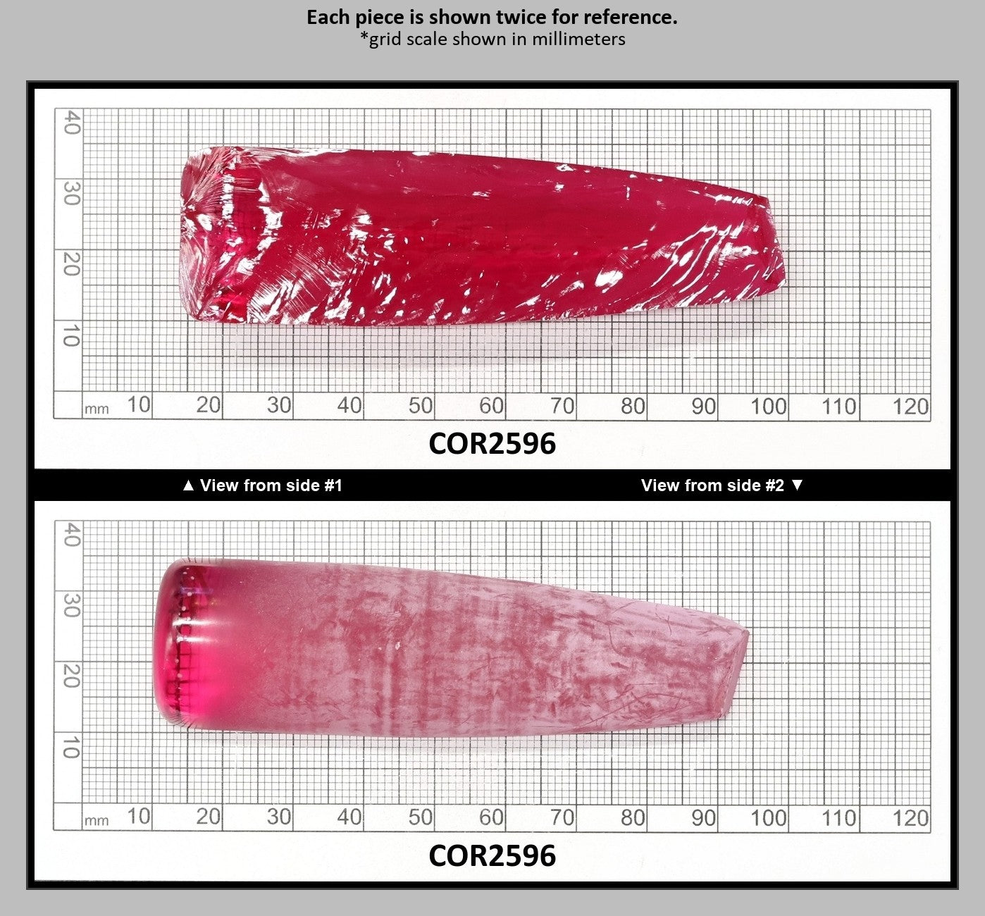 Vivid Pink #3 Lab Created Corundum Sapphire Faceting Rough for Gem Cutting - Various Sizes - Split Boule : COR2596