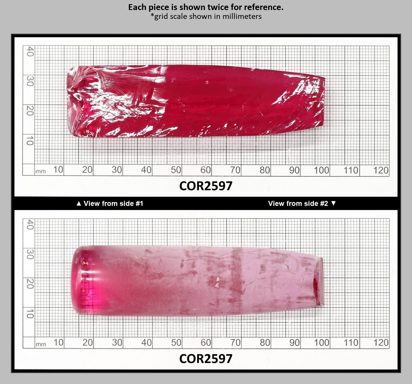 Vivid Pink #3 Lab Created Corundum Sapphire Faceting Rough for Gem Cutting - Various Sizes - Split Boule : COR2597