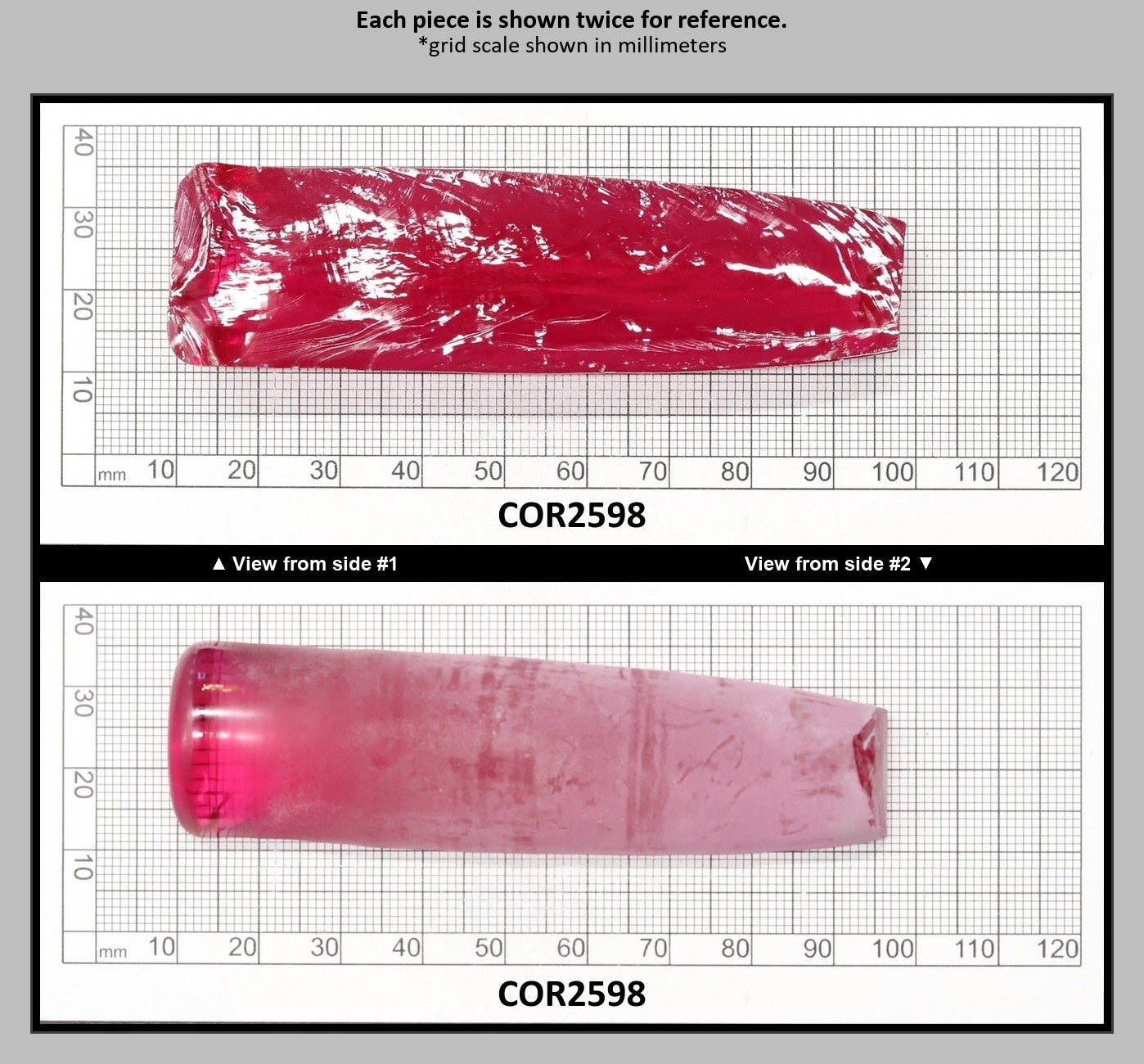 Vivid Pink #3 Lab Created Corundum Sapphire Faceting Rough for Gem Cutting - Various Sizes - Split Boule : COR2598