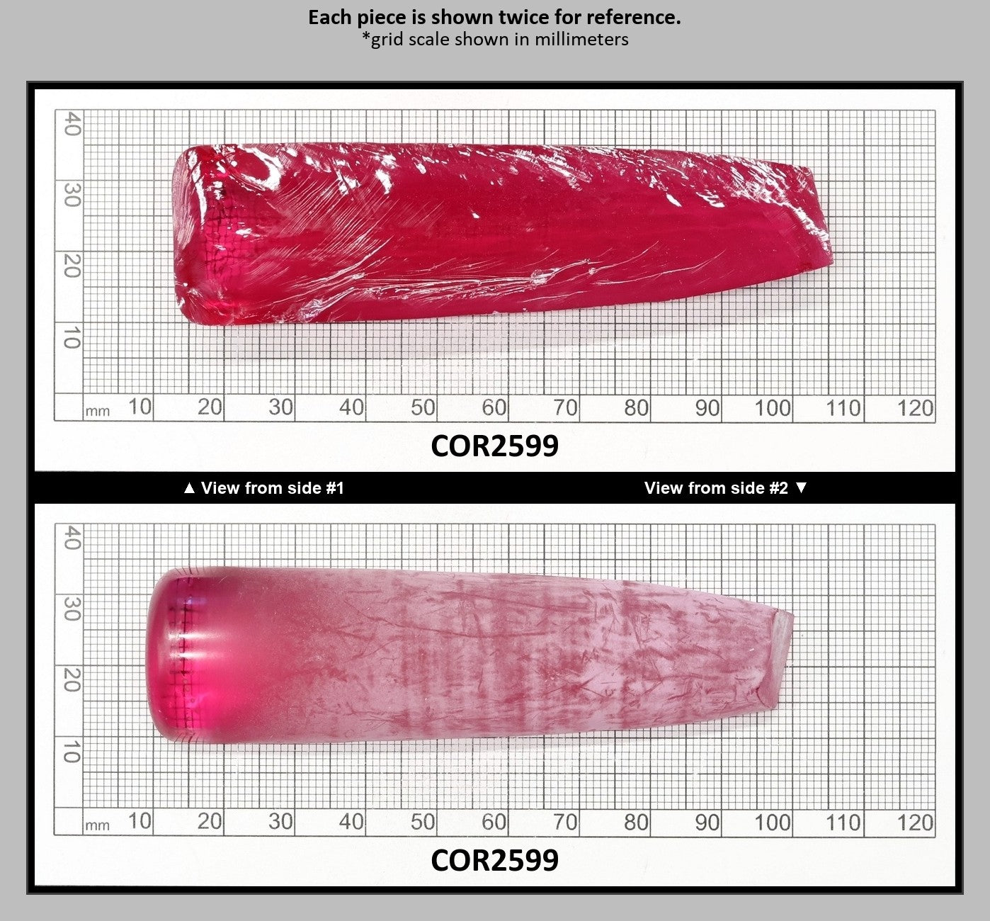 Vivid Pink #3 Lab Created Corundum Sapphire Faceting Rough for Gem Cutting - Various Sizes - Split Boule : COR2599