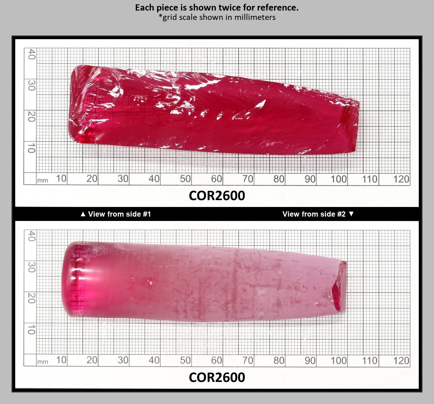 Vivid Pink #3 Lab Created Corundum Sapphire Faceting Rough for Gem Cutting - Various Sizes - Split Boule : COR2600